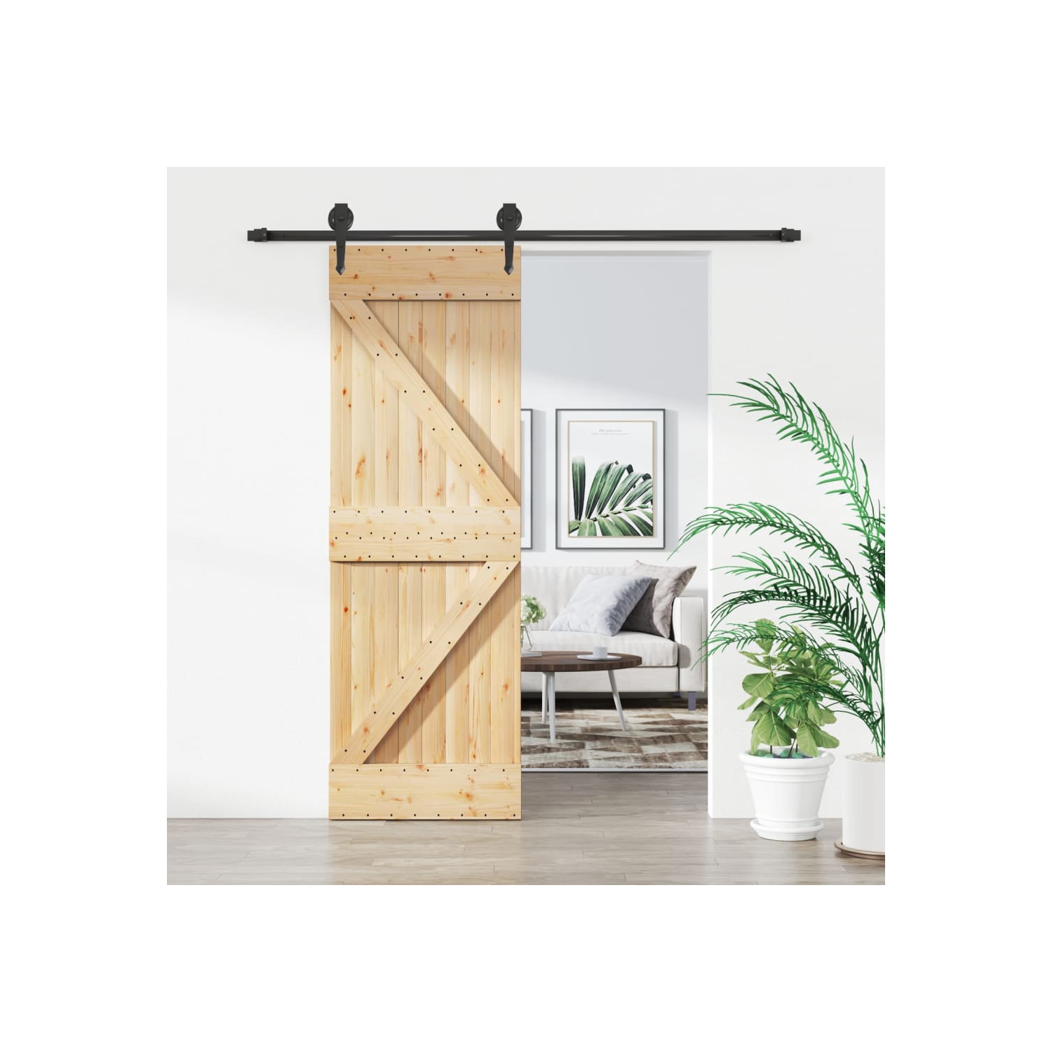 VidaXL – Porte coulissante avec jeu de pièces, pin massif, 70 210&nbsp;cm