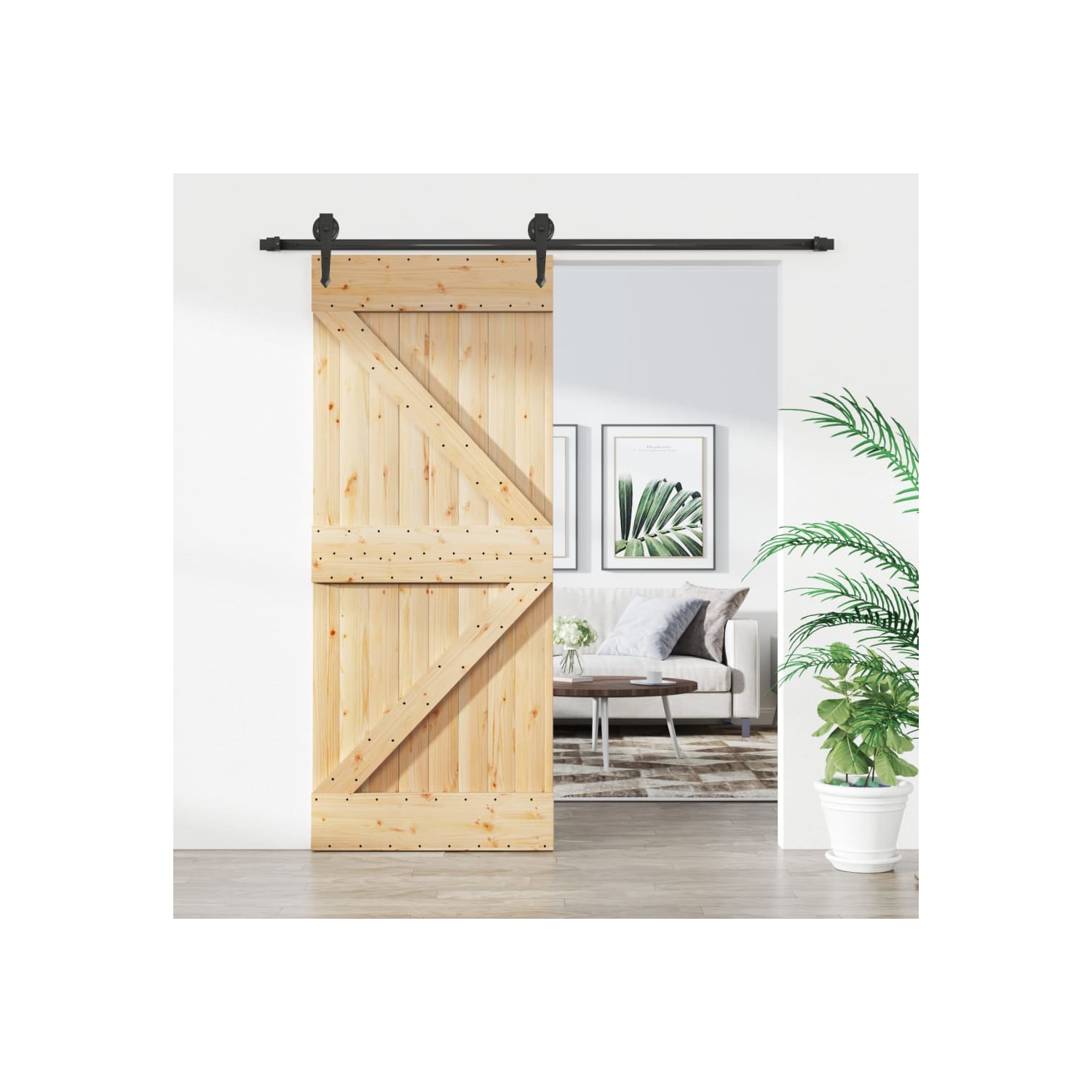 VidaXL – Porte coulissante avec jeu de pièces, pin massif, 85 210&nbsp;cm