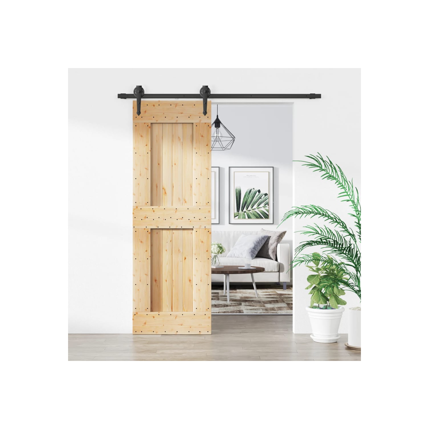 VidaXL – Porte coulissante avec jeu de pièces, pin massif, 70 210&nbsp;cm