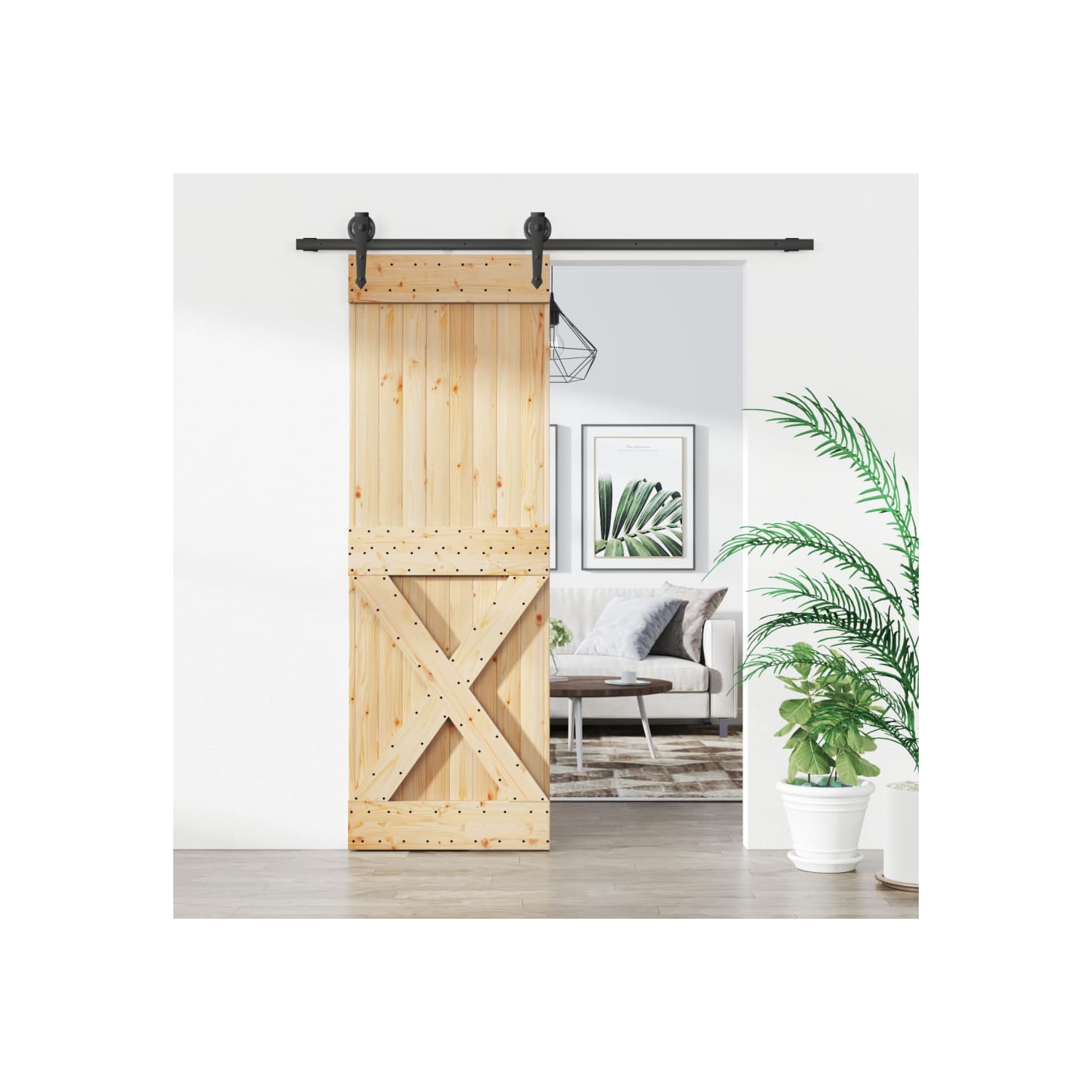 VidaXL – Porte coulissante avec jeu de pièces, pin massif, 70 210&nbsp;cm