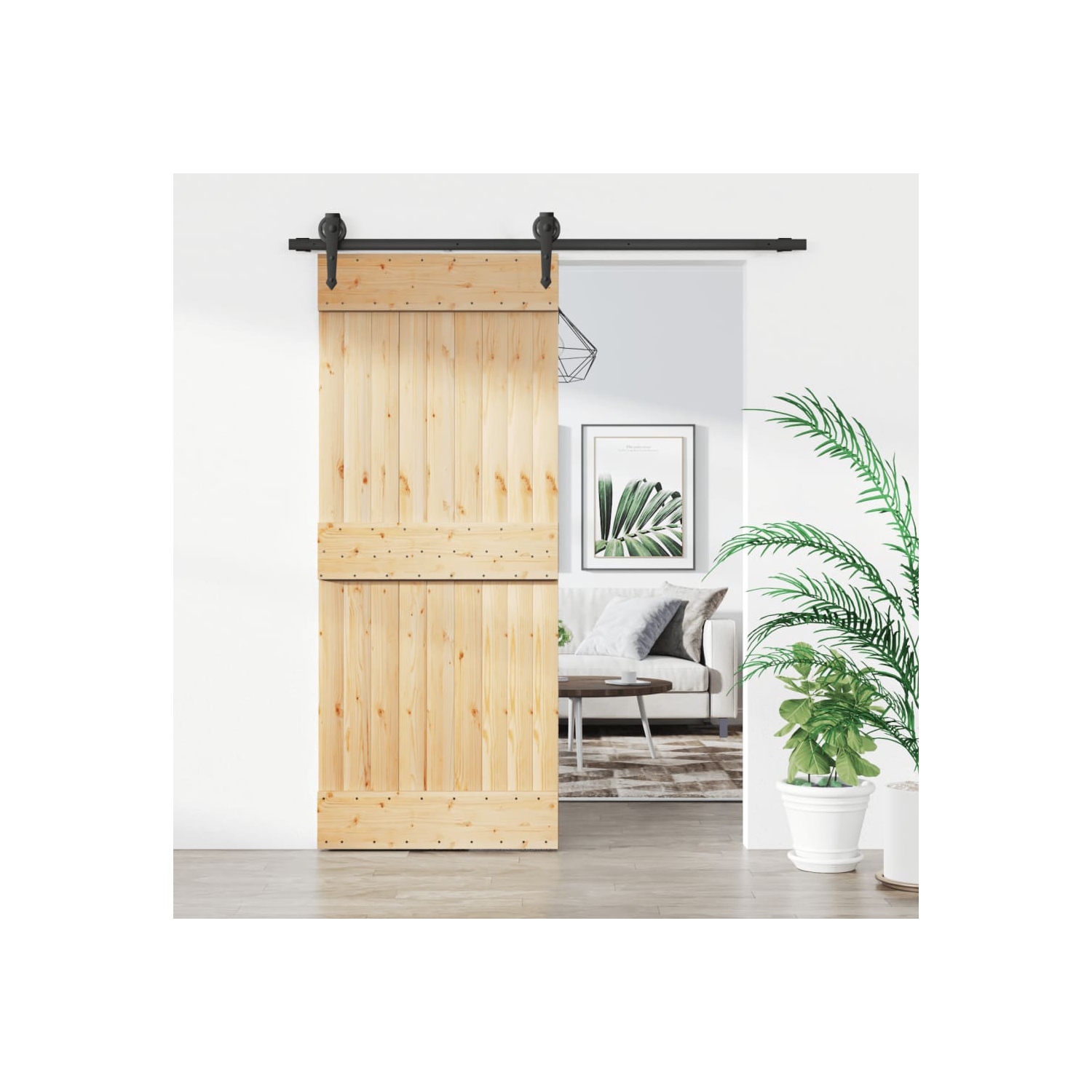 VidaXL – Porte coulissante avec jeu de pièces, pin massif, 85 210&nbsp;cm