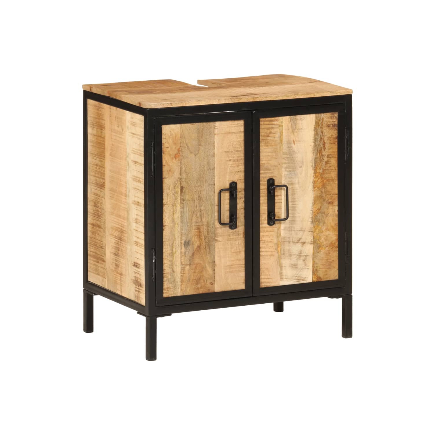 Armoire pour évier de salle de bain vidaXL 55 x 35 x 60&nbsp;cm en bois massif, mangue et fer