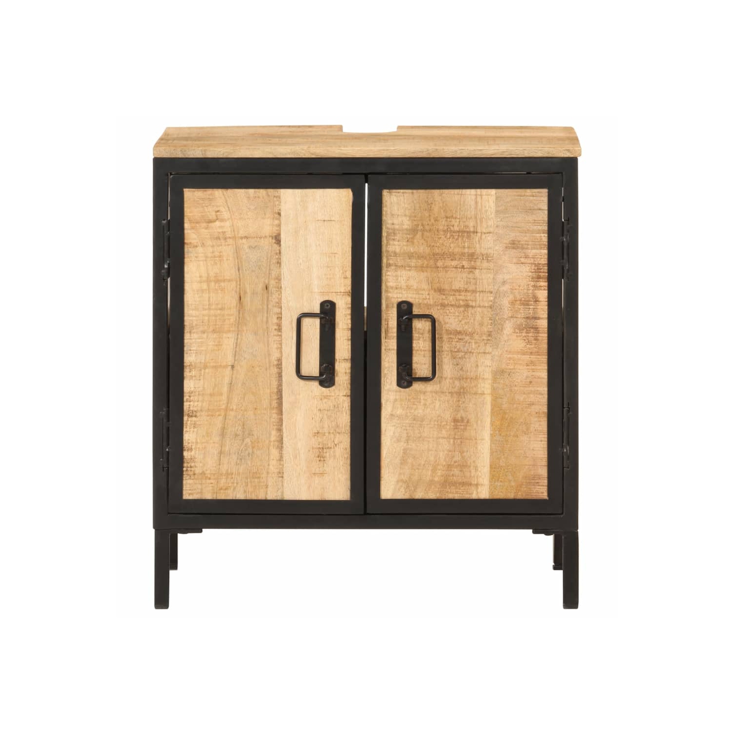 Armoire pour évier de salle de bain vidaXL 55 x 35 x 60&nbsp;cm en bois massif, mangue et fer