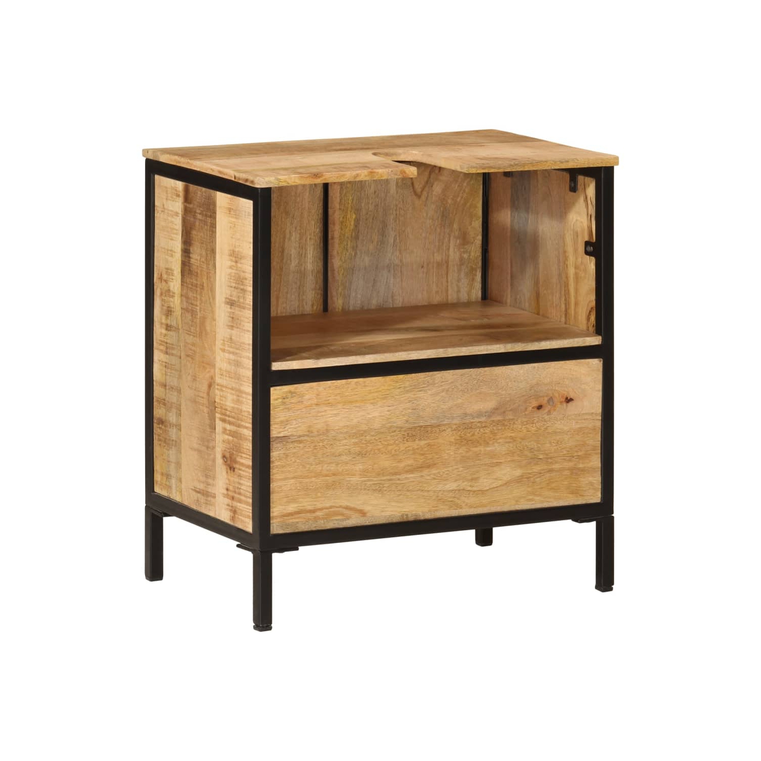 Armoire pour évier de salle de bain vidaXL 55 x 35 x 60&nbsp;cm en bois massif, mangue et fer