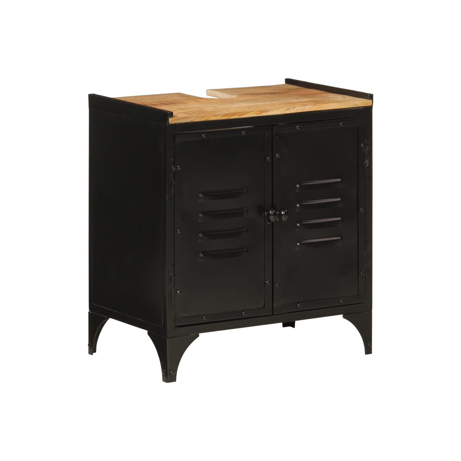 vidaXL 2 Piece Bathroom Furniture Set Iron and Solid Wood Mango