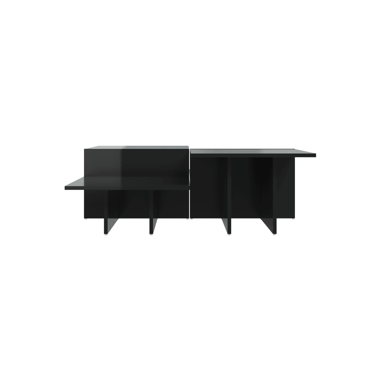 Ensemble de 2 tables basses vidaXL en bois d'ingénierie noir très lustré