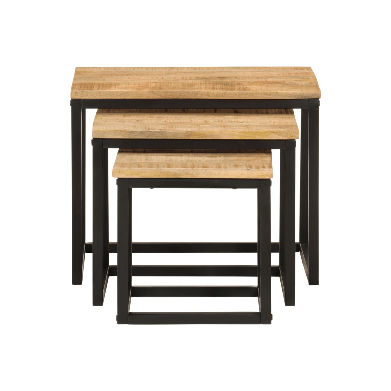 vidaXL Nesting Coffee Tables 3 pcs Solid Wood Mango and Iron