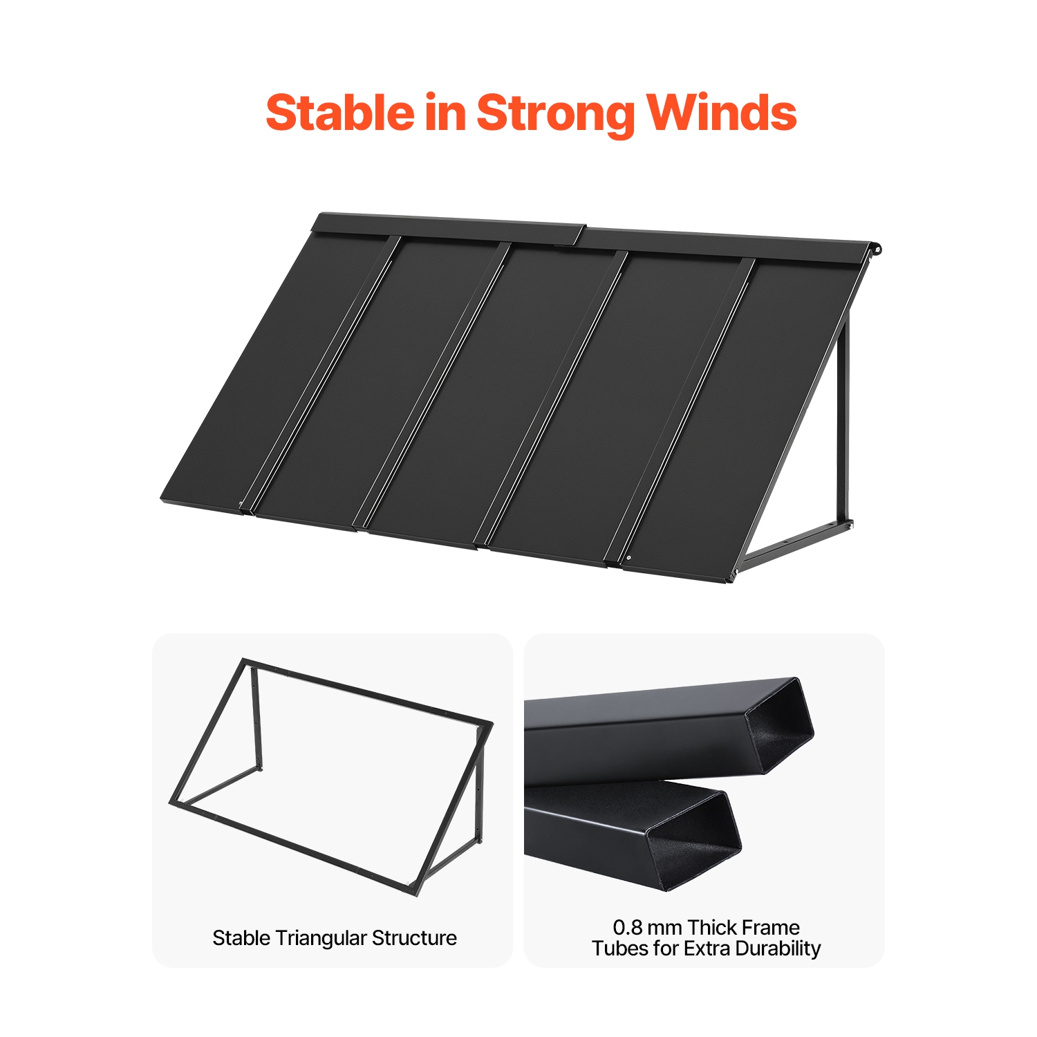 VEVOR 56 x 24 in Fixed Metal Awning, Window Awning Door Canopy, Stable Triangle Steel Frame Awnings for Doors Exterior Rain, and Snow Sunlight