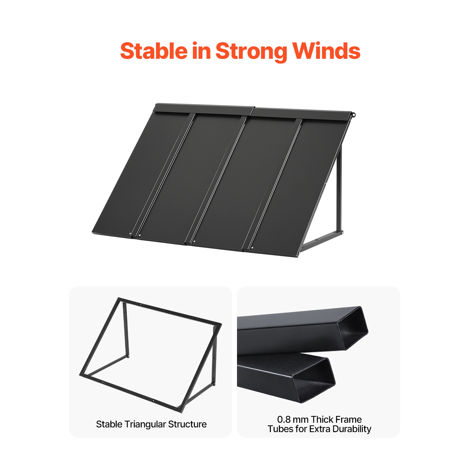 VEVOR 44 x 24 in Fixed Metal Awning , Window Awning Door Canopy, Stable Triangle Steel Frame Awnings for Doors Exterior Rain, and Snow Sunlight