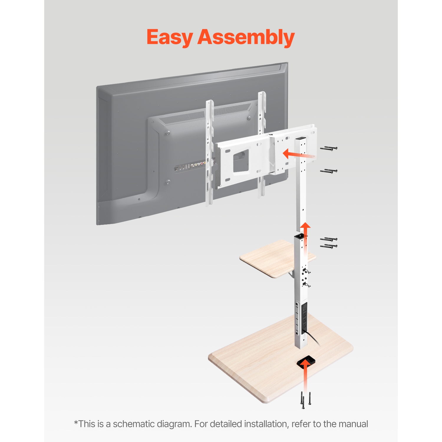 VEVOR 32-70 Inch Screens Rolling TV Stand,Mobile TV Cart ,25° Left-Right Rotation and Height Adjustable TV Mount with Tray,Holds up to 88 lbs for