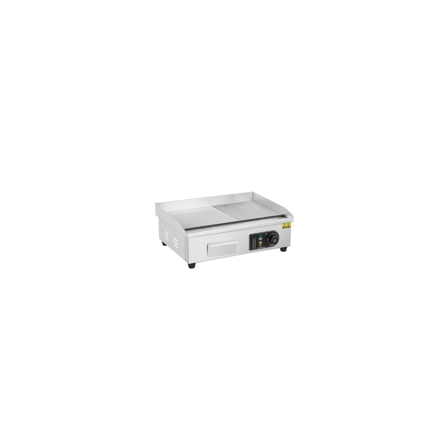 Gril électrique commercial VEVOR HT-821, gril demi-plat de comptoir 1600&nbsp;W, x 26 x 21&nbsp;po, acier inoxydable, température réglable 122-572,