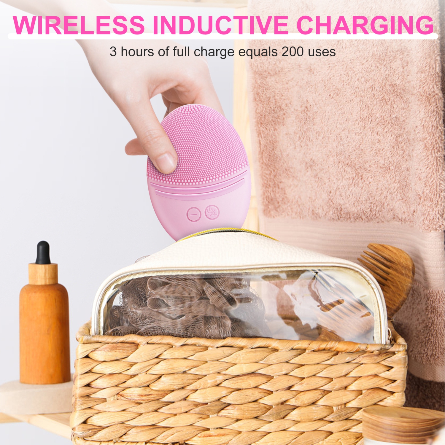 Brosse de nettoyage pour le visage rechargeable, brosse sonique étanche et vibrante en silicone souple compatible avec les nettoyants pour le visage,