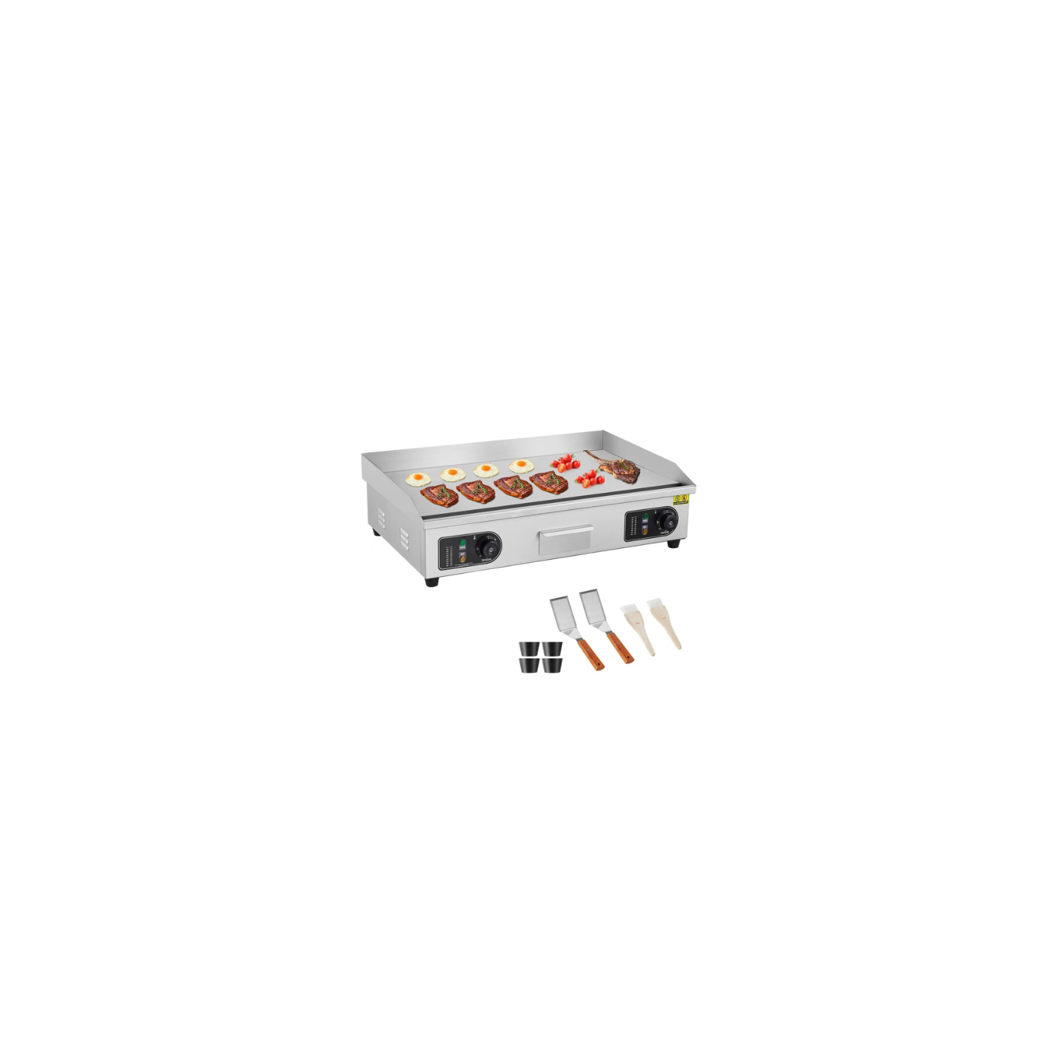 Gril électrique commercial VEVOR HT-820, gril plat de comptoir 4400&nbsp;W, x 74 x 28&nbsp;po, acier inoxydable, température réglable 122-572, argent