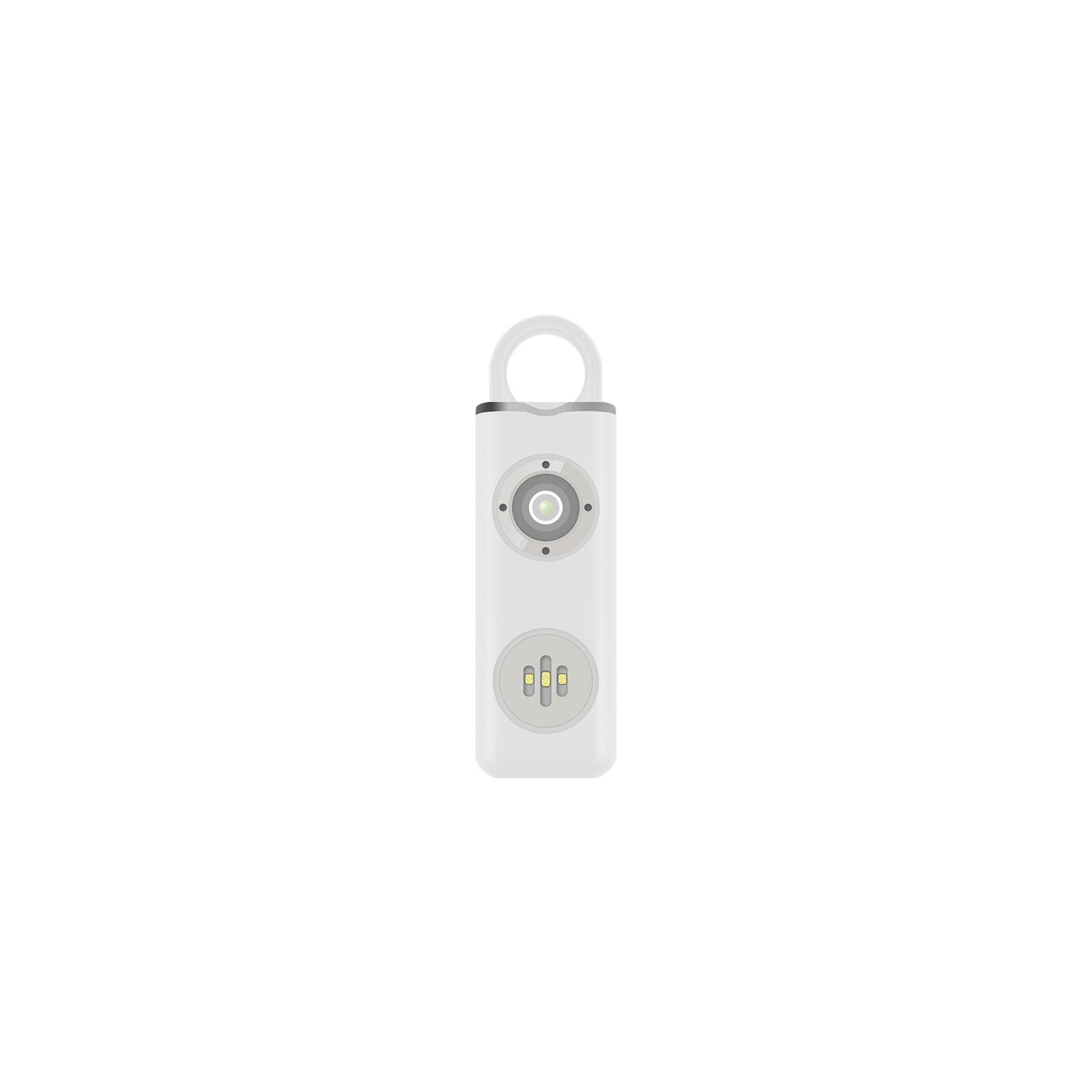 Small Self-Defense Keychain Alarm with Rechargeable 130dB LED Light for Travel, Hiking and Everyday Protection - White 1 pc