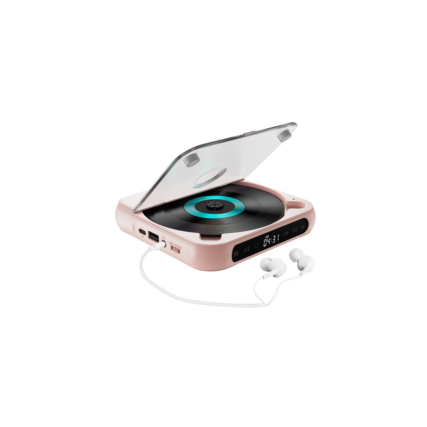 Popular Portable CD Player for Students Listening to English, Mini CD Player with External Playback - Pink