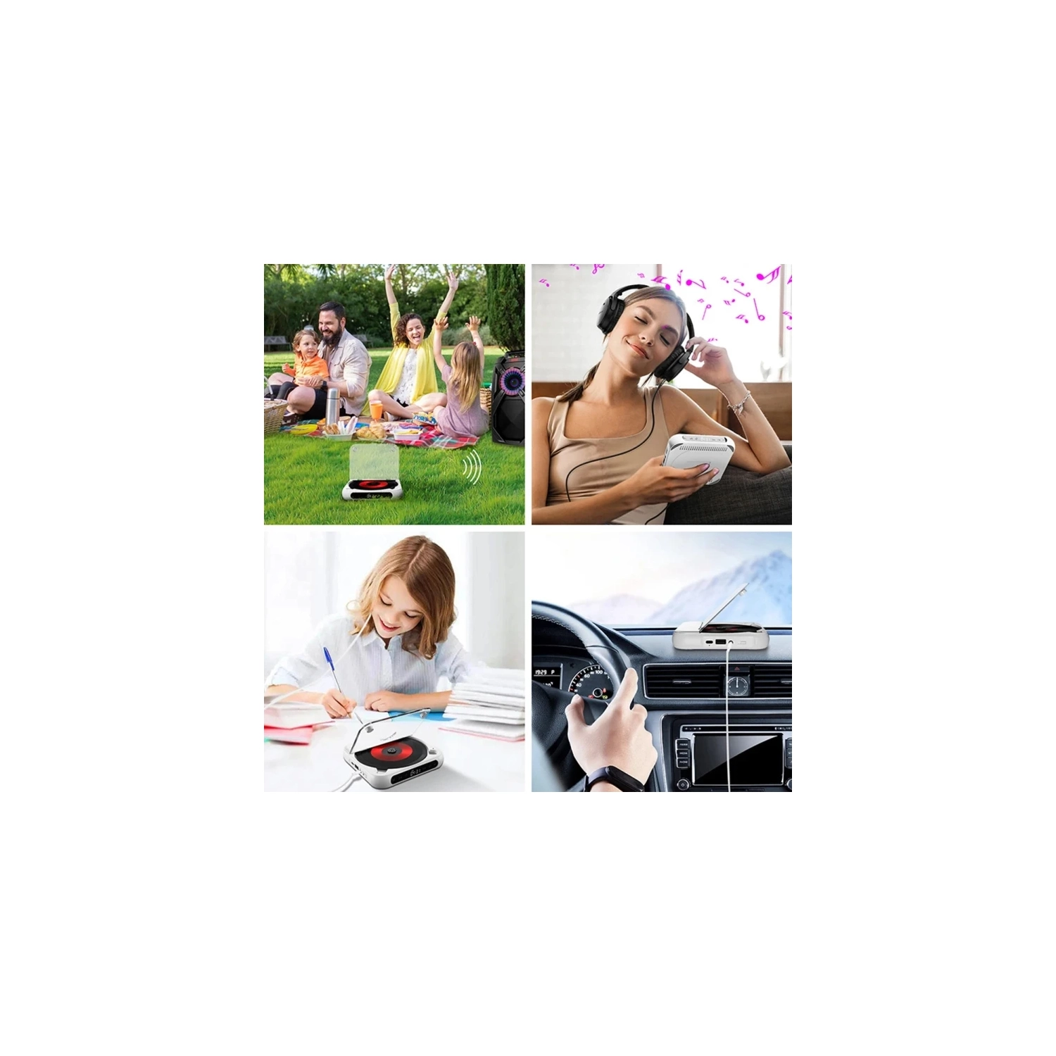 Popular Portable CD Player for Students Listening to English, Mini CD Player with External Playback - Pink