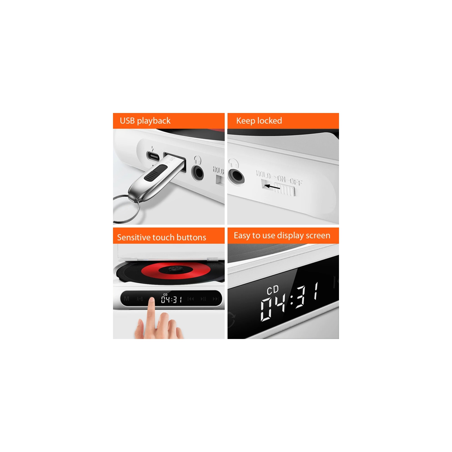 Lecteur CD portatif populaire pour les étudiants qui écoutent l'anglais, mini lecteur CD avec lecture externe - vert matcha