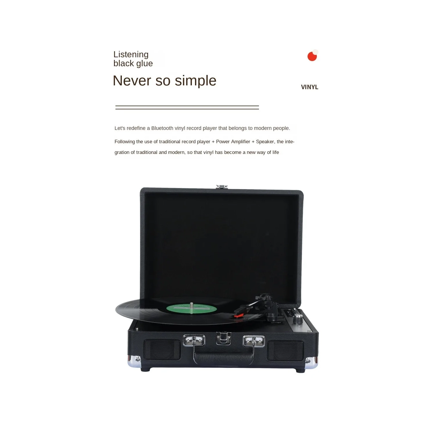 Retro Vinyl Record Player Bluetooth Portable Phonograph Audio