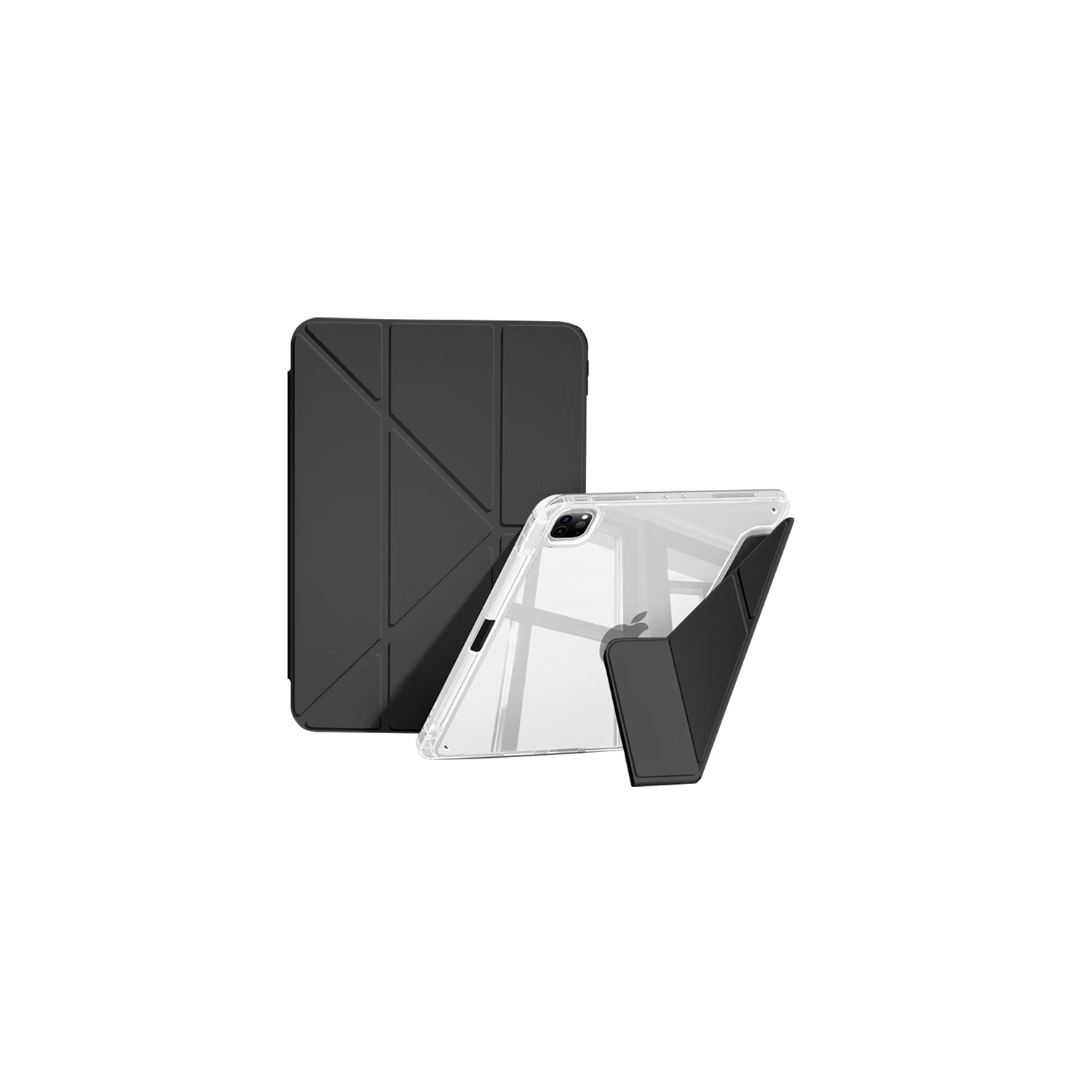 Couverture arrière en acrylique transparent avec support multi-angle pour iPad Air 4/5 avec fente pour stylo - Noir