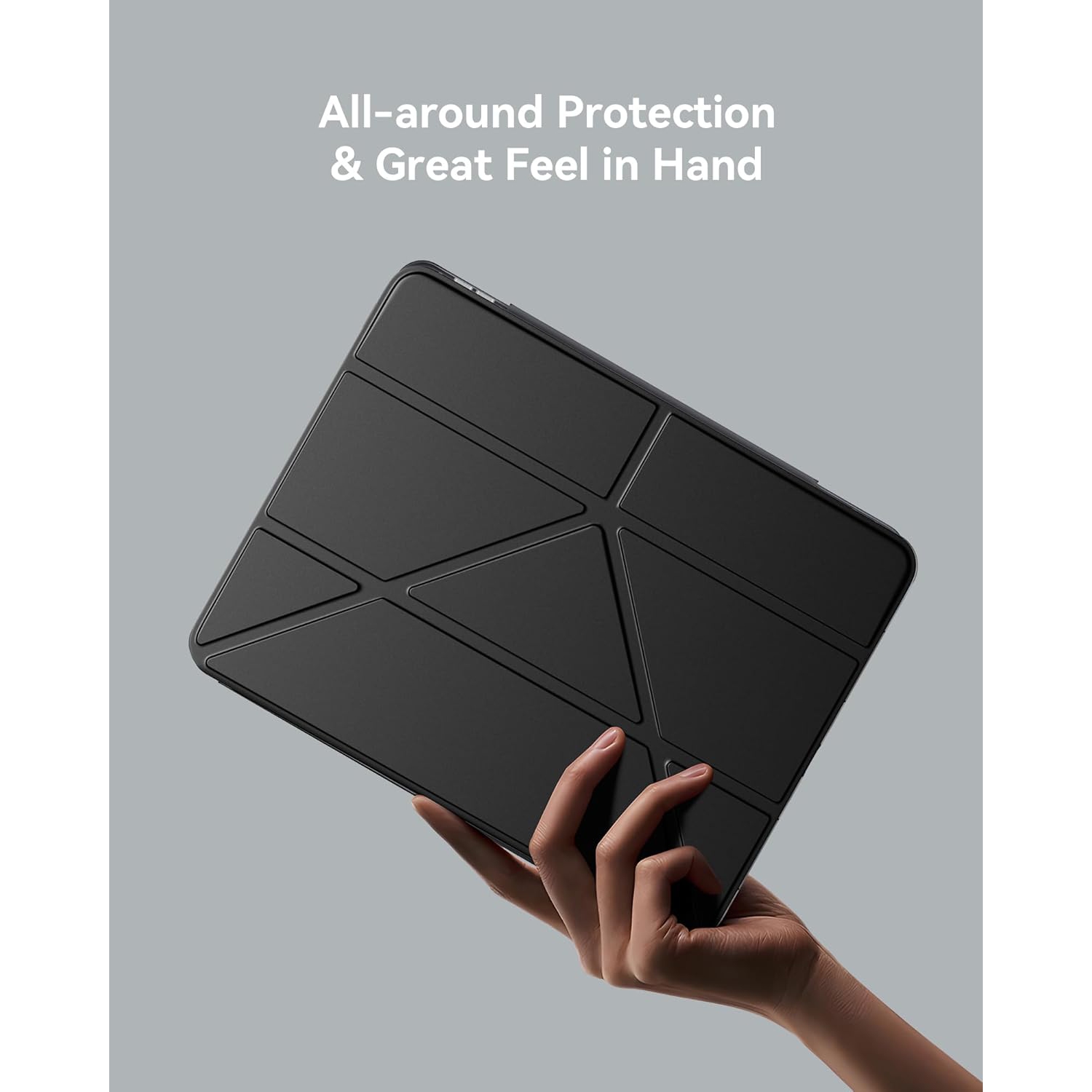 Protective Clear Acrylic Back Cover with Multi-Angle Stand for iPad Pro 2018/20/21/22 with Pen Slot - Black