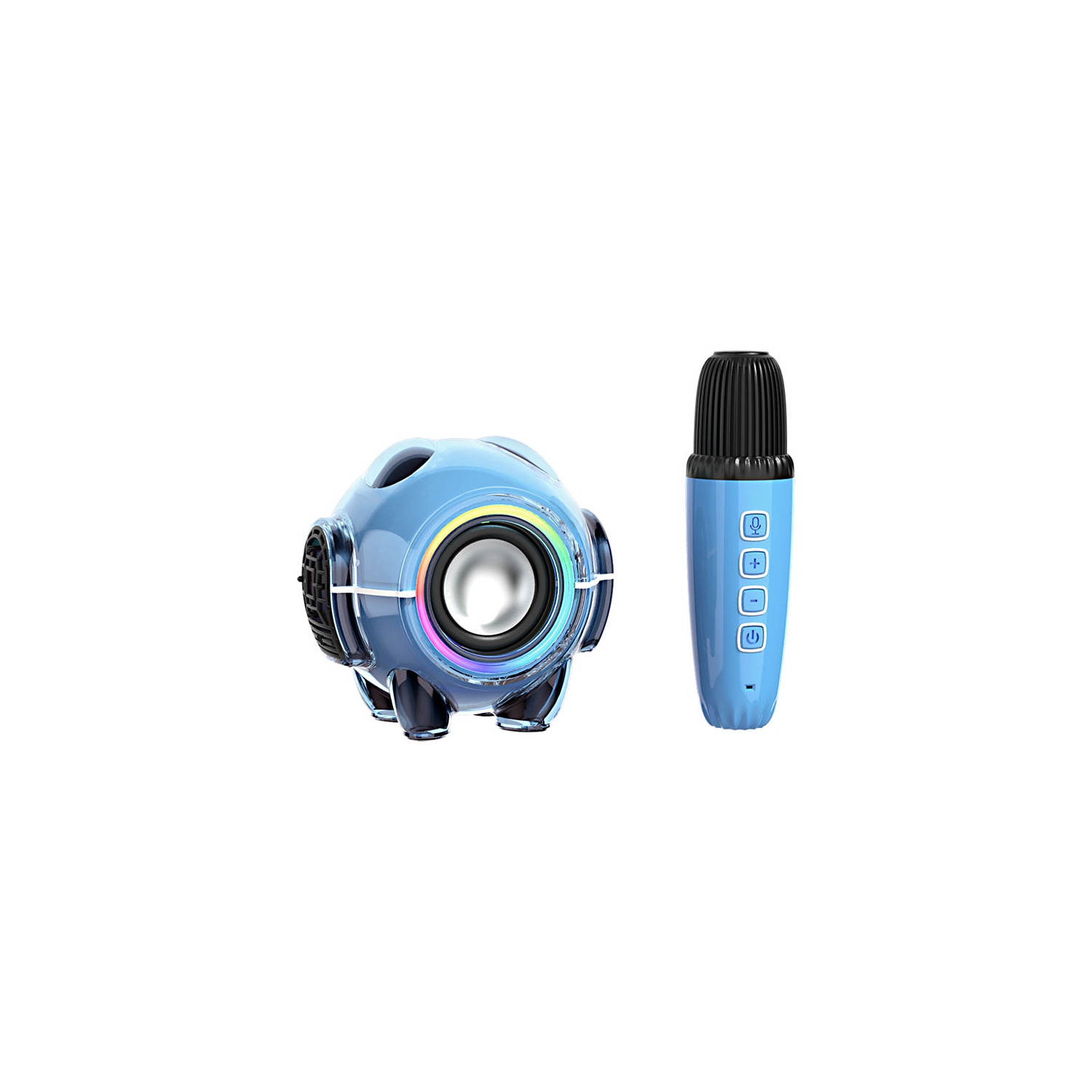 Panda Karaoke Bluetooth Speaker - Wireless Portable, HD Bluetooth Speaker, Compact Rechargeable Bass, Excellent Karaoke Performance, Built-in Wireless Microphone (Blue)