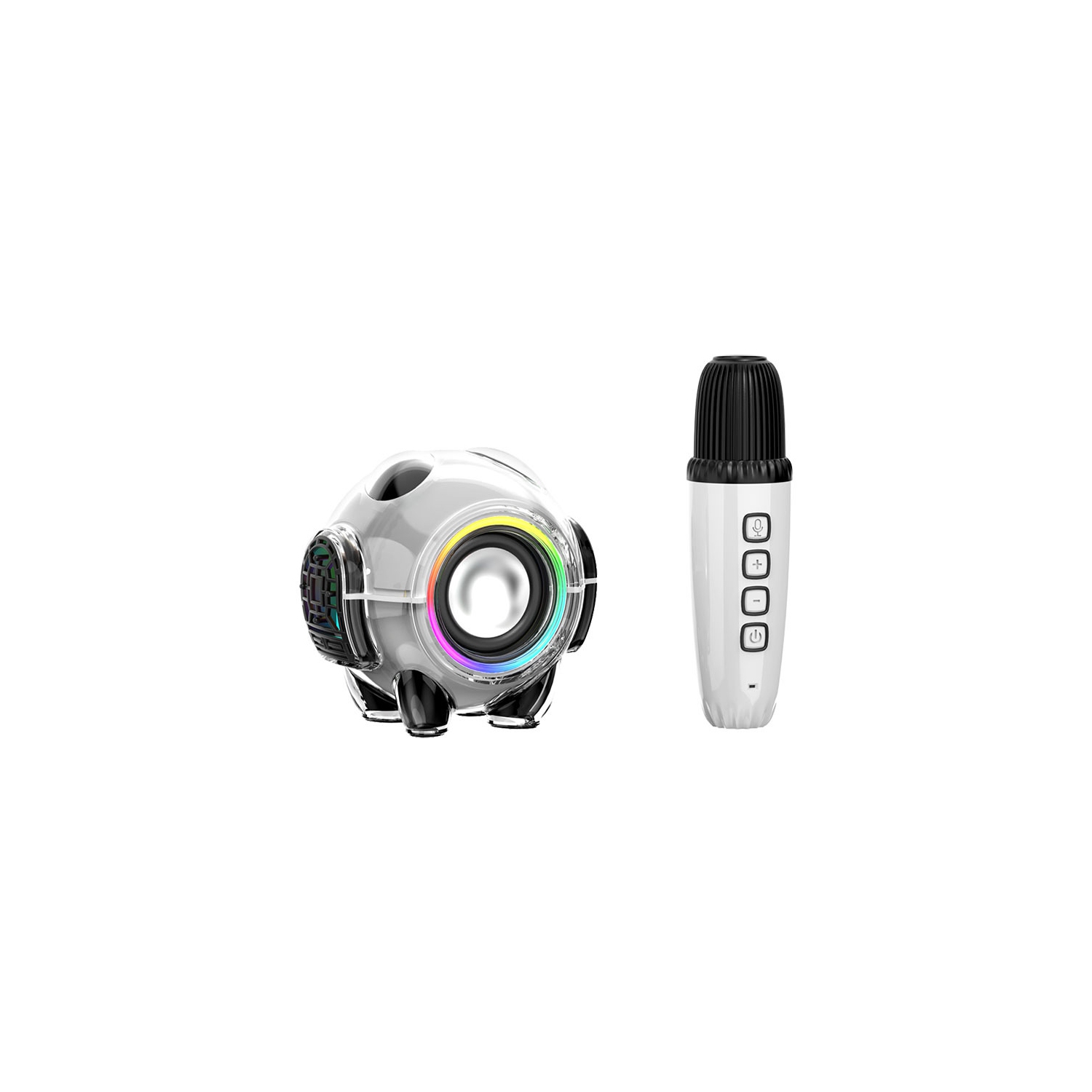 Panda Karaoke Bluetooth Speaker - Wireless Portable, HD Bluetooth Speaker, Compact Rechargeable Bass, Excellent Karaoke Performance, Built-in Wireless Microphone (White)