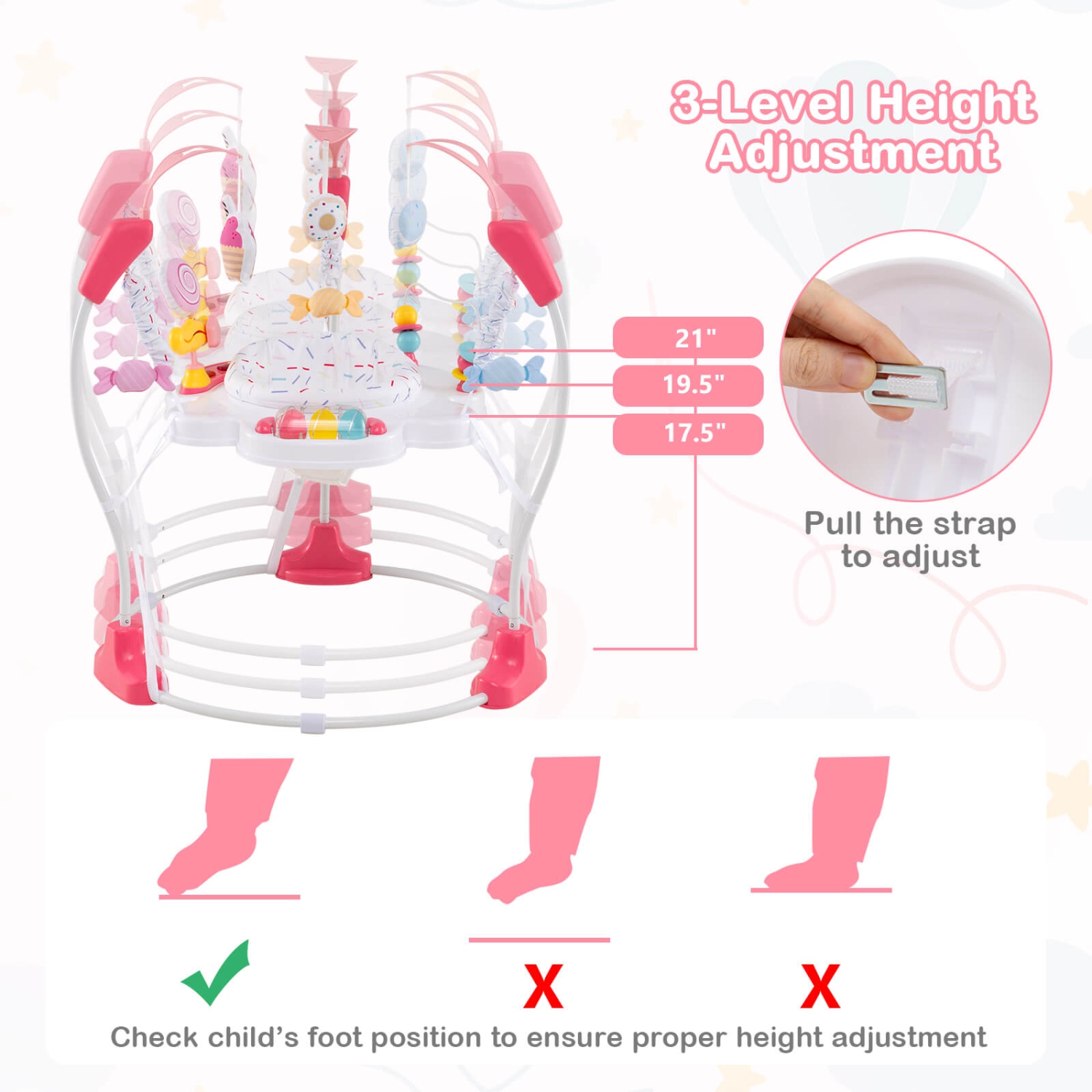 Costway Baby Stationary Activity Center Infant Jumper with Removable Foot Pad