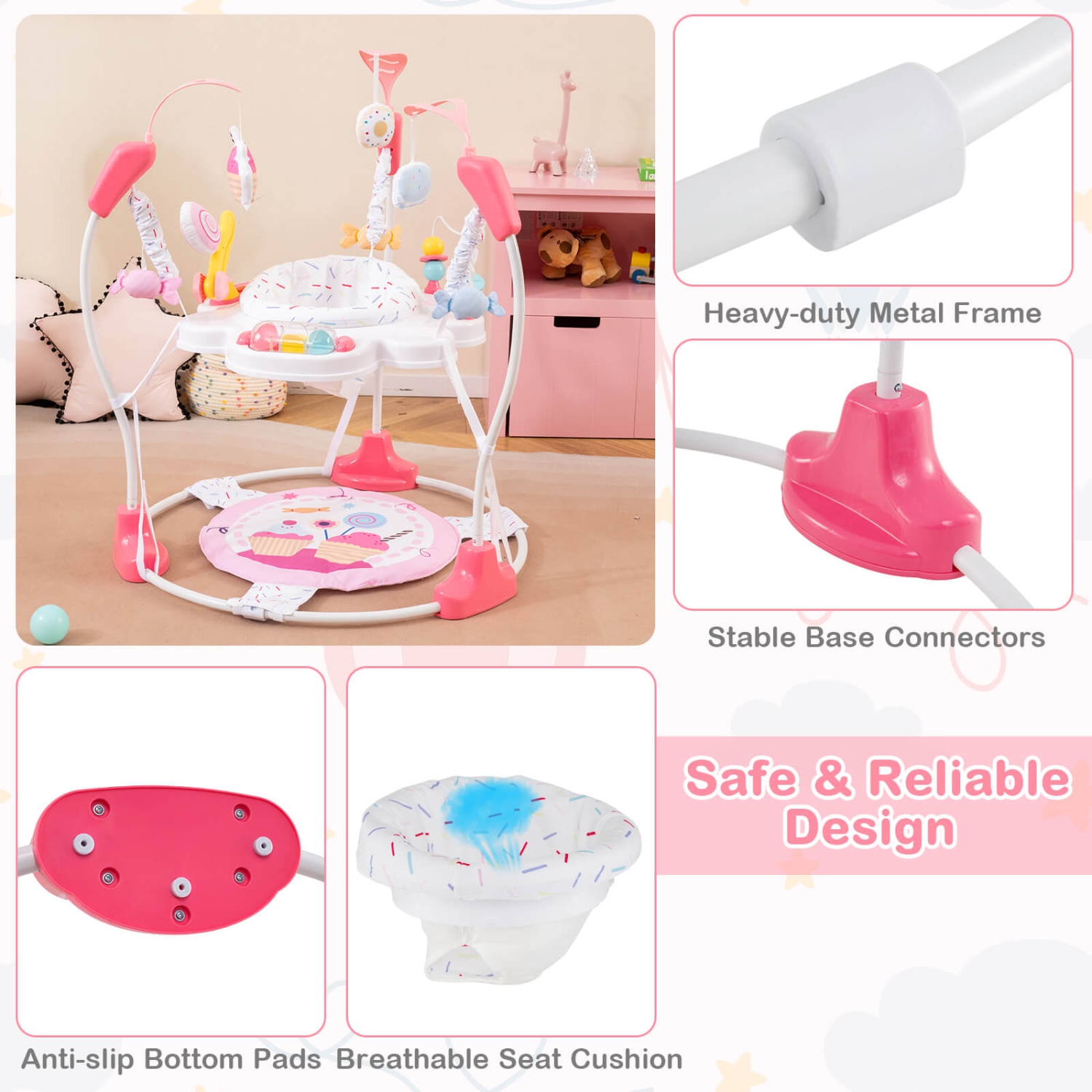 Costway Baby Stationary Activity Center Infant Jumper with Removable Foot Pad