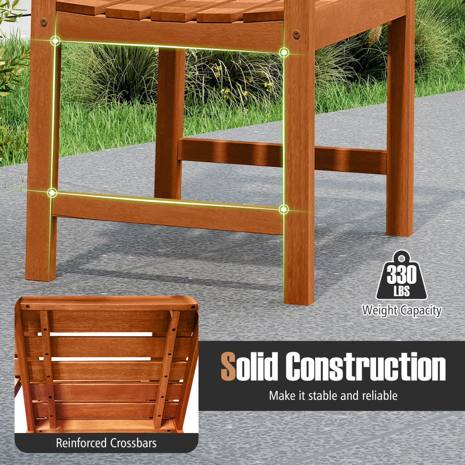 Costway Patio Chairs Set of 2/4 with Inclined Backrests and Slatted Seats for Deck