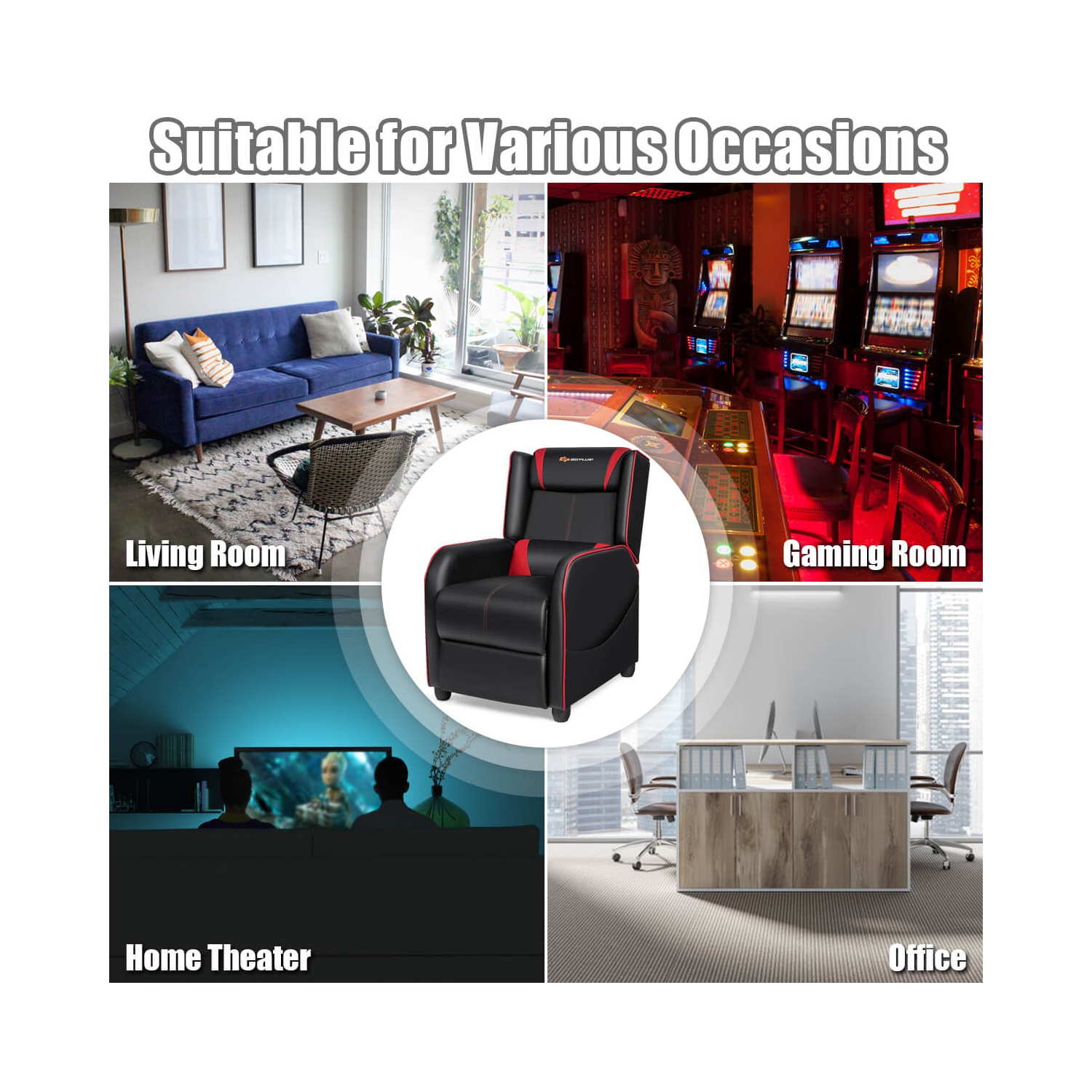 Fauteuil de jeu inclinable et massant Goplus Sofa de salon simple Siège de cinéma maison