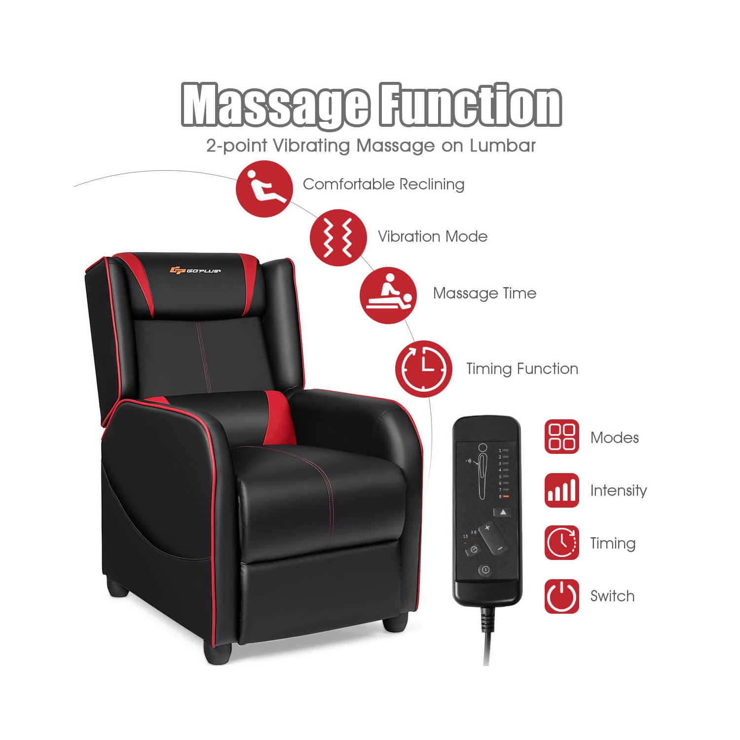 Fauteuil de jeu inclinable et massant Goplus Sofa de salon simple Siège de cinéma maison