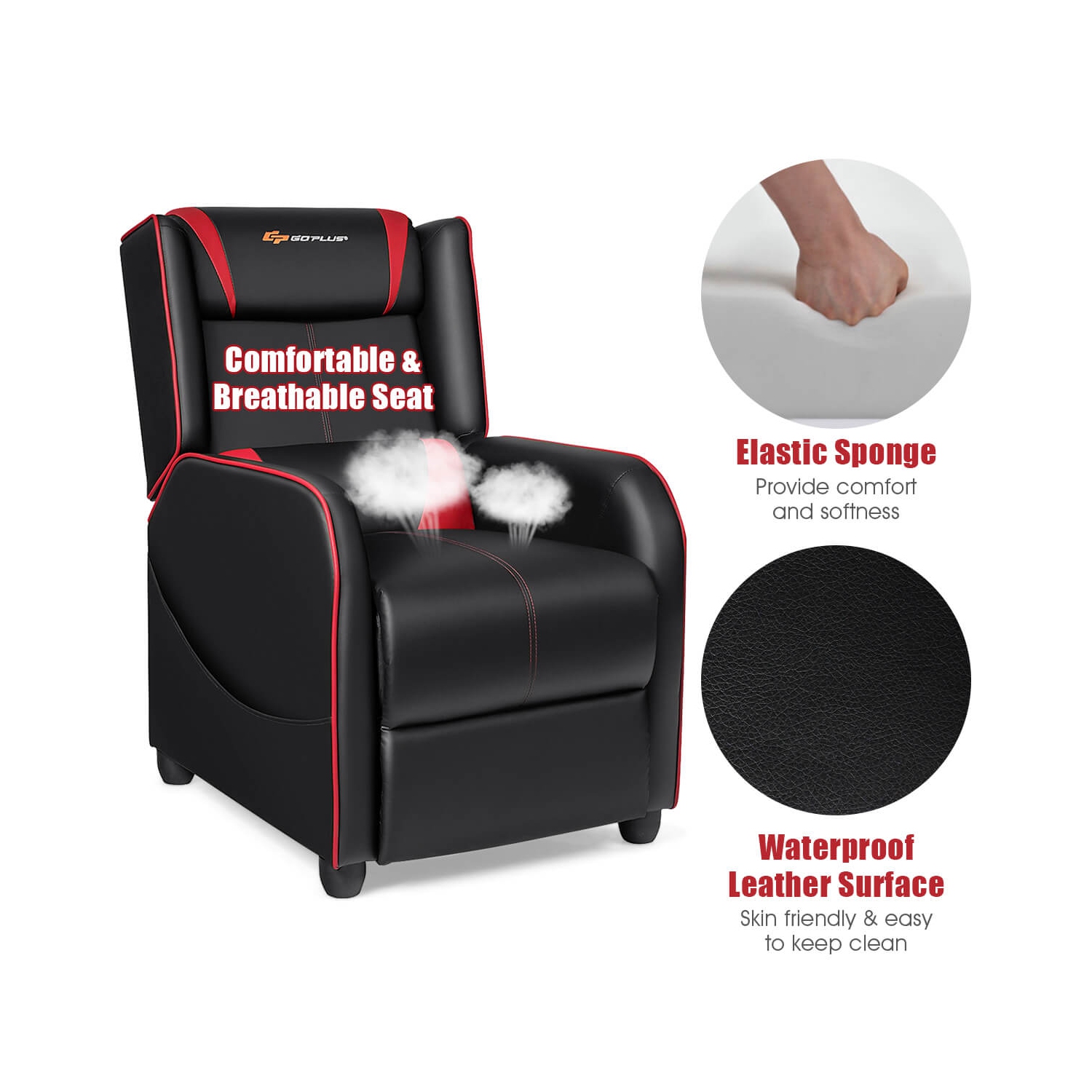 Fauteuil de jeu inclinable et massant Goplus Sofa de salon simple Siège de cinéma maison