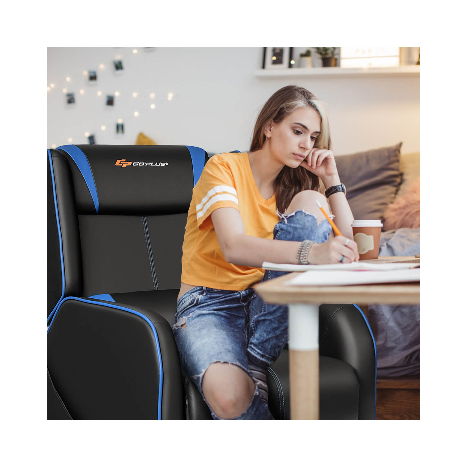 Fauteuil de jeu inclinable et massant Goplus Sofa de salon simple Siège de cinéma maison