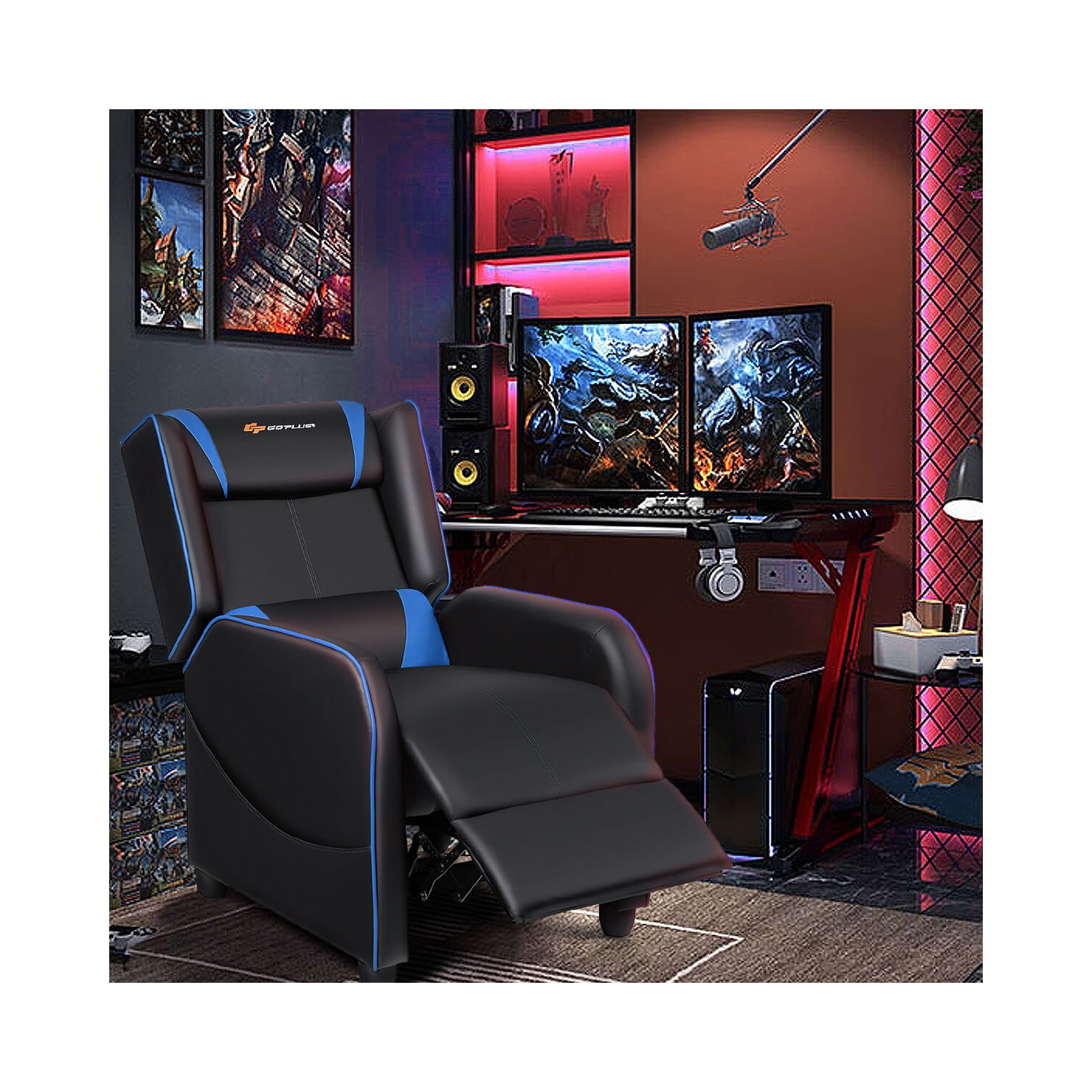 Fauteuil de jeu inclinable et massant Goplus Sofa de salon simple Siège de cinéma maison