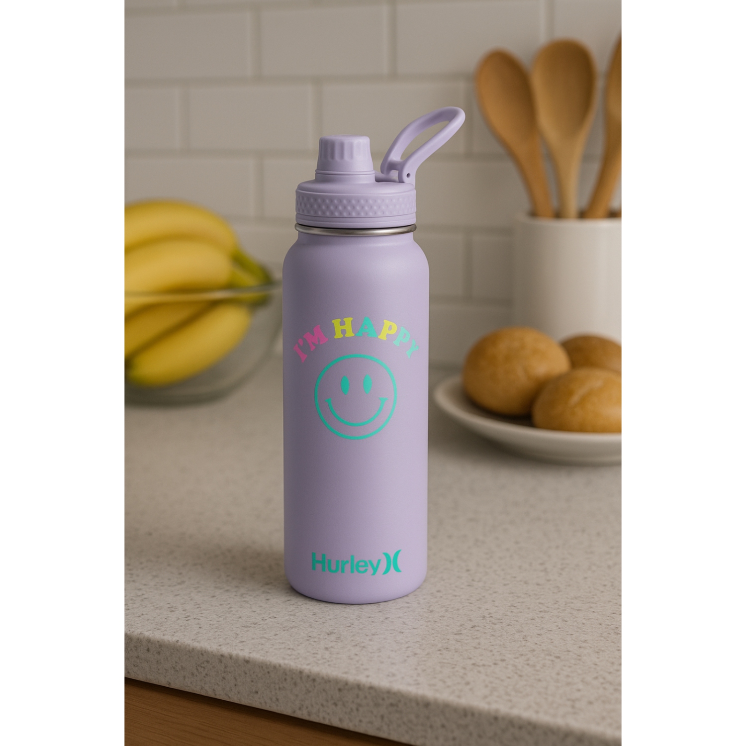 Hurley 32Oz Reusable Water Bottle With Chug Cap Stainless Steel Sports Bottle