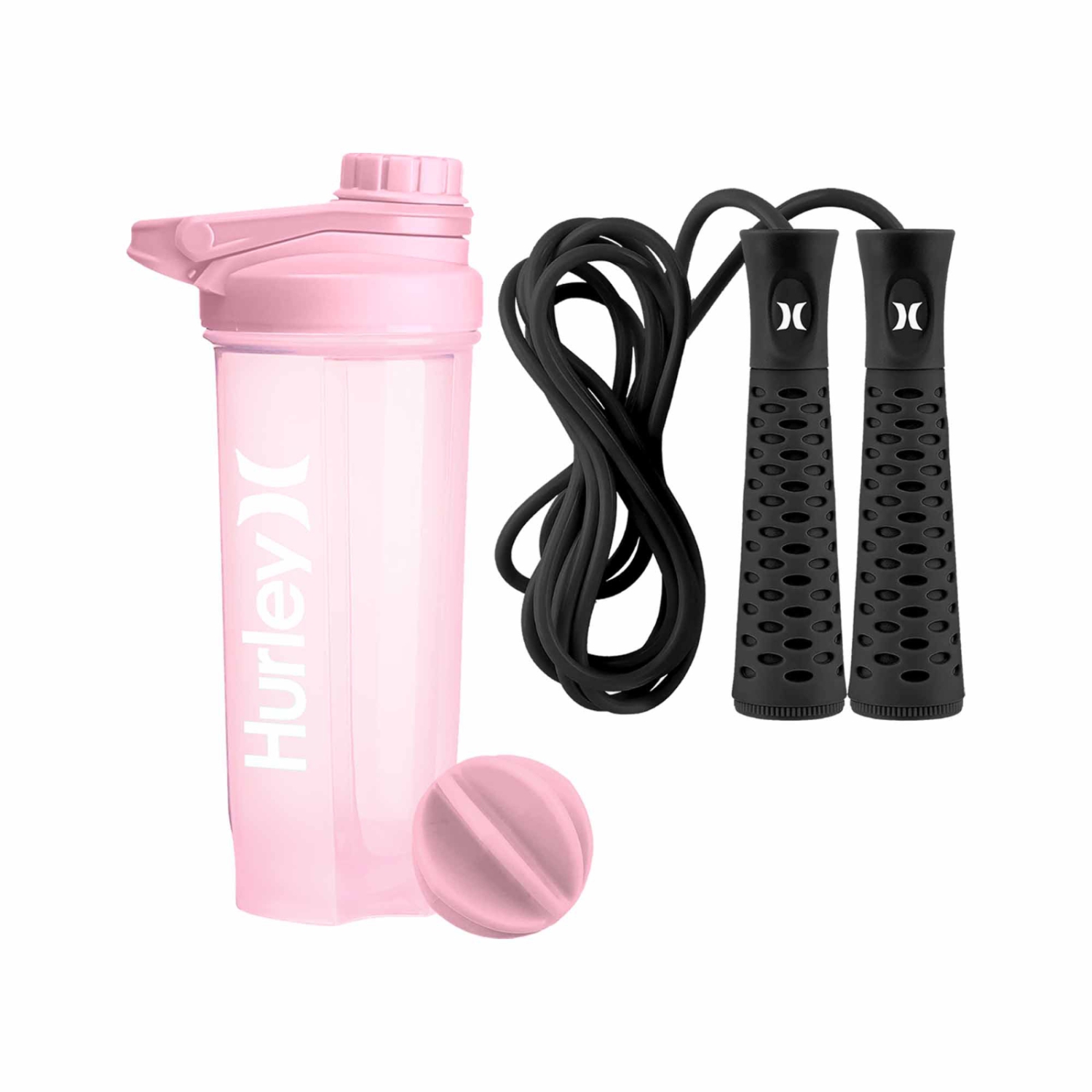 Bouteille mélangeuse rose de 28 oz avec corde d'entraînement de Hurley