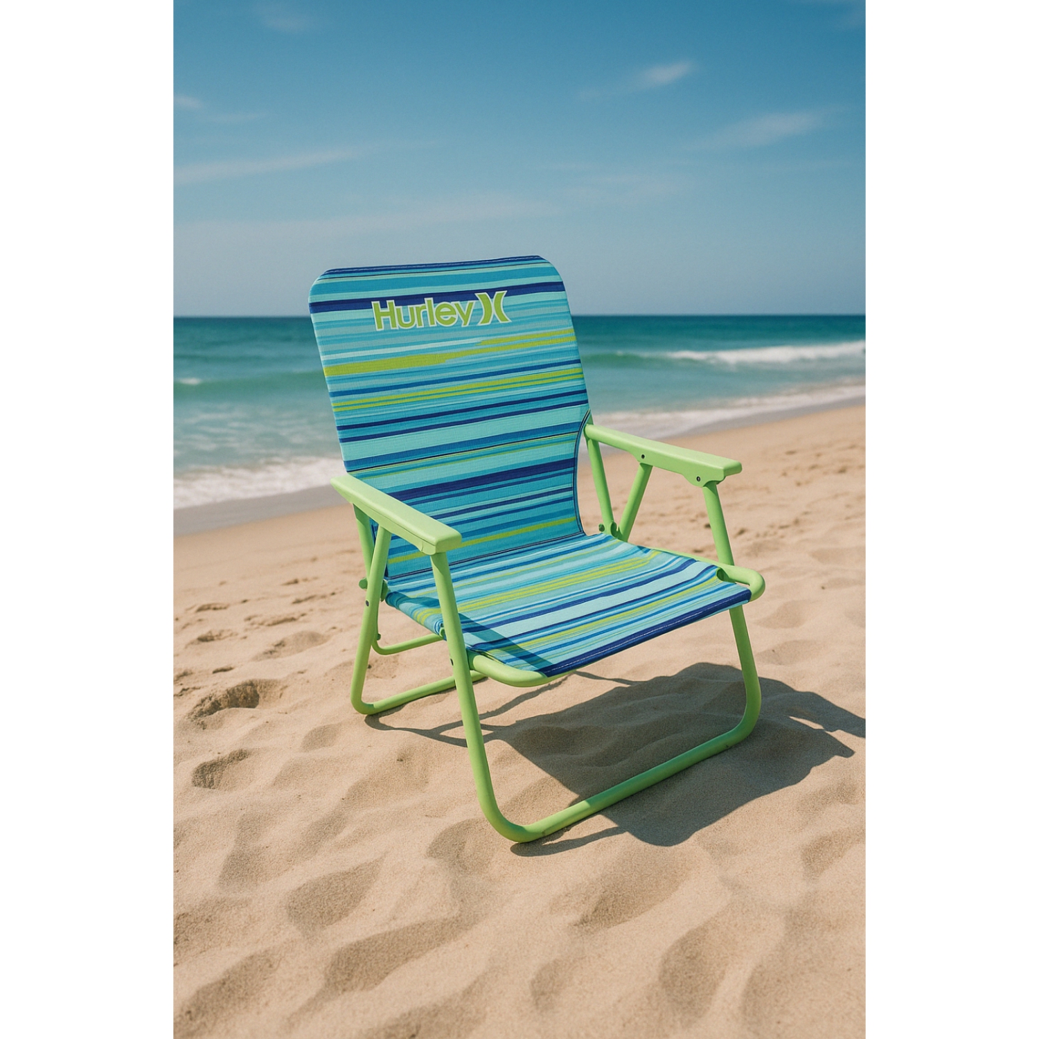 Chaise de plage à une position de Hurley à motif bleu et vert