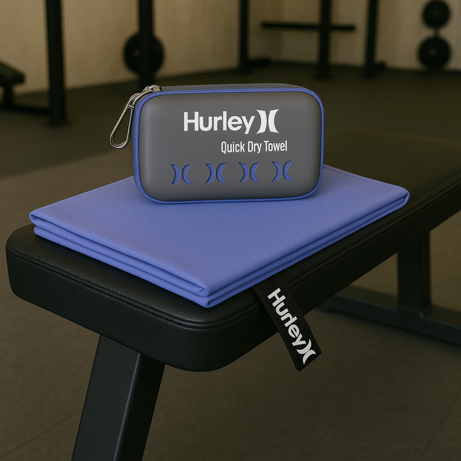 Hurley Periwinkle 12X19.5 Solid Microfiber Towel And Case