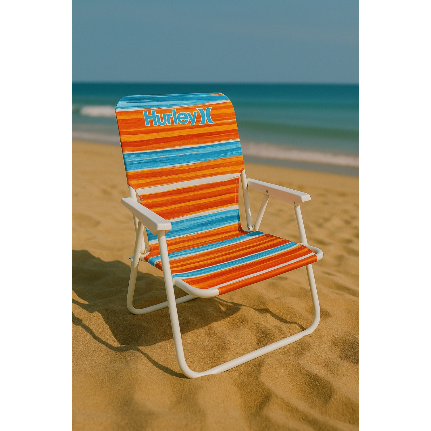 Hurley Single Position Blue and Red Design Beach Chair