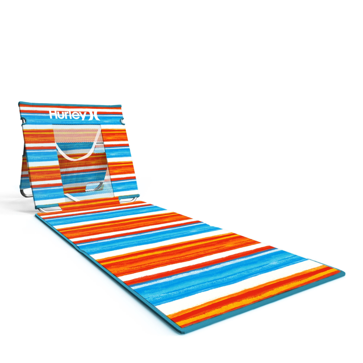 Tapis de sol de plage avec dossier de Hurley, bleu et rouge