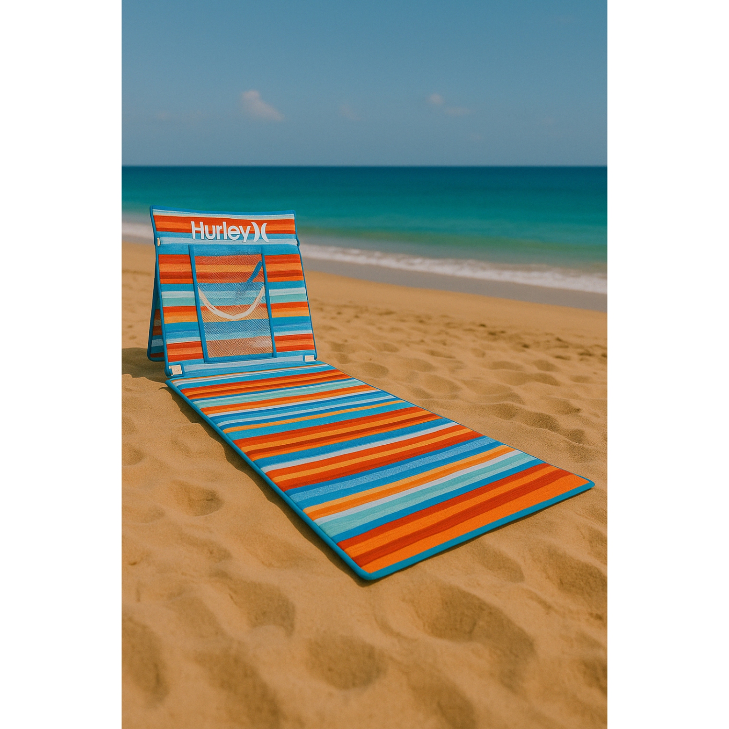 Tapis de sol de plage avec dossier de Hurley, bleu et rouge