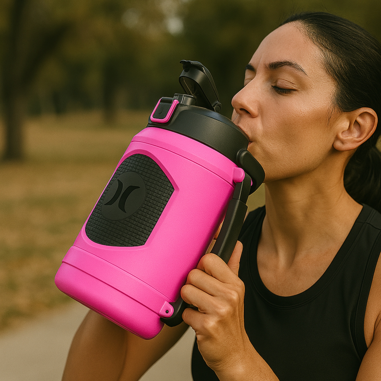 Hurley 1.9L Stainless Steel Water Bottle – Leakproof, 12-Hour Cold, with Handle