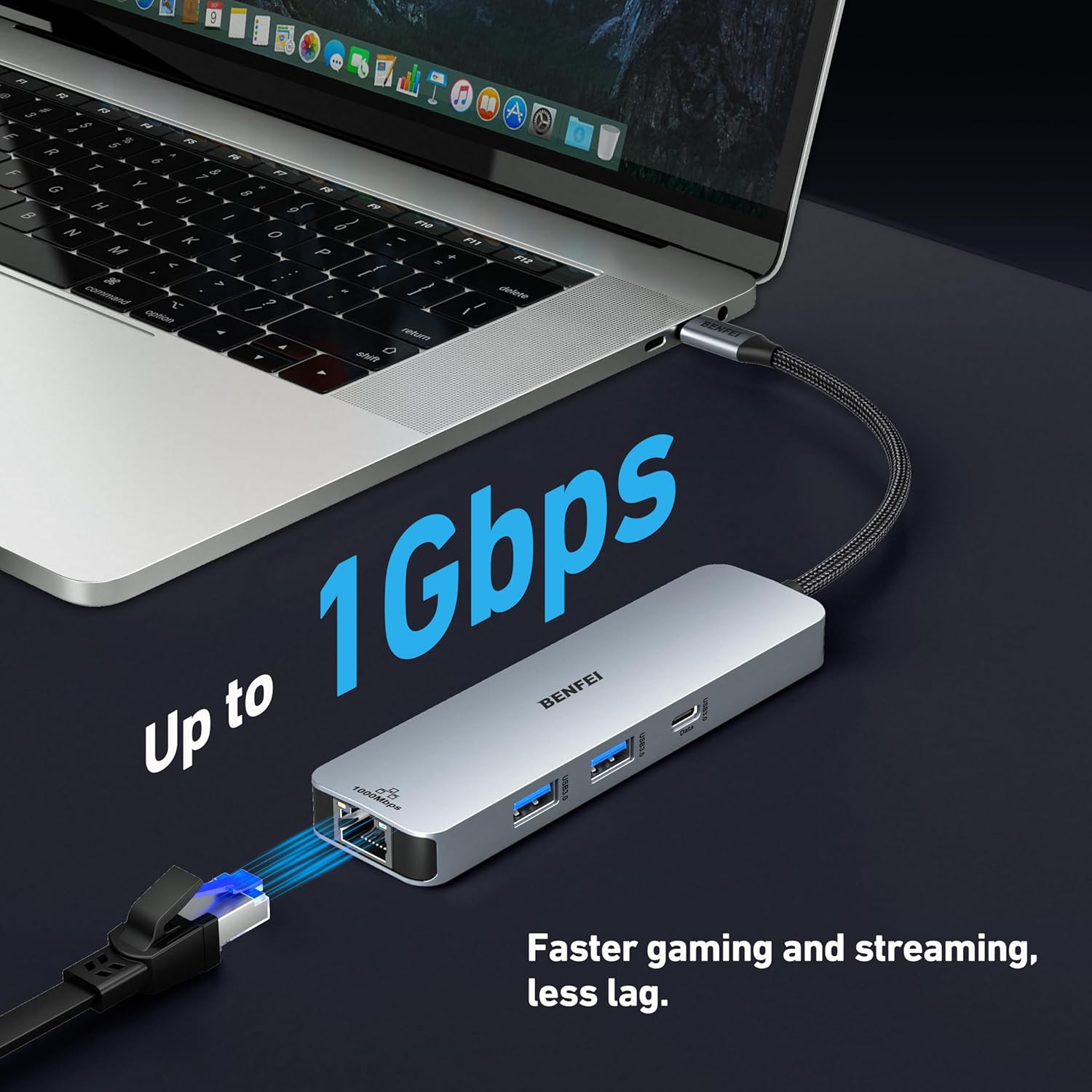 BENFEI 6-in-1 USB C Hub, HDMI 4K@60Hz, 2xUSB-A, USB-C Data, 100W PD, Gigabit Ethernet