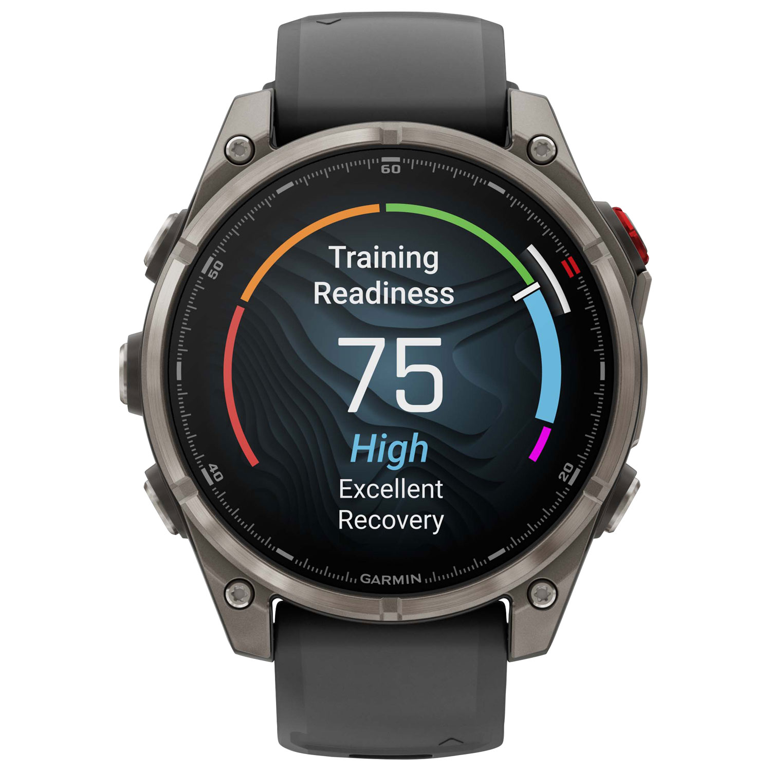 Montre intelligente multisport GPS + LTE AMOLED verre saphir 51 mm fēnix 8 Pro de Garmin - Titane/Noir/Gris galet