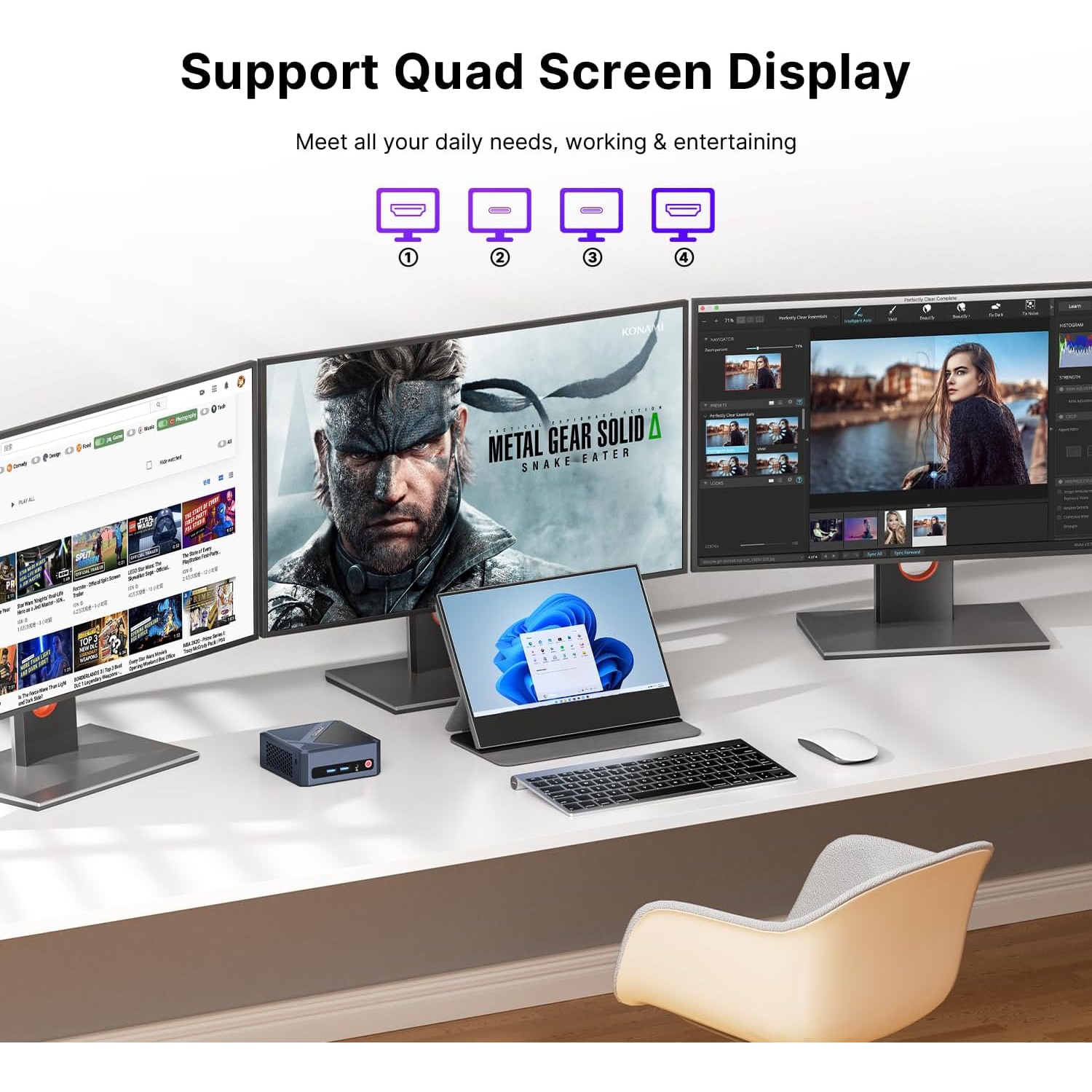 ORIGIMAGIC Mini PC with N3 Intel Core i7-12700H 32GB DDR4 3200Mhz 512GB M.2 NVMe SSD | 2.5G LAN | Wi-Fi 6 | Bluetooth 5.2 | USB 3.2Gen2*3 | Quad