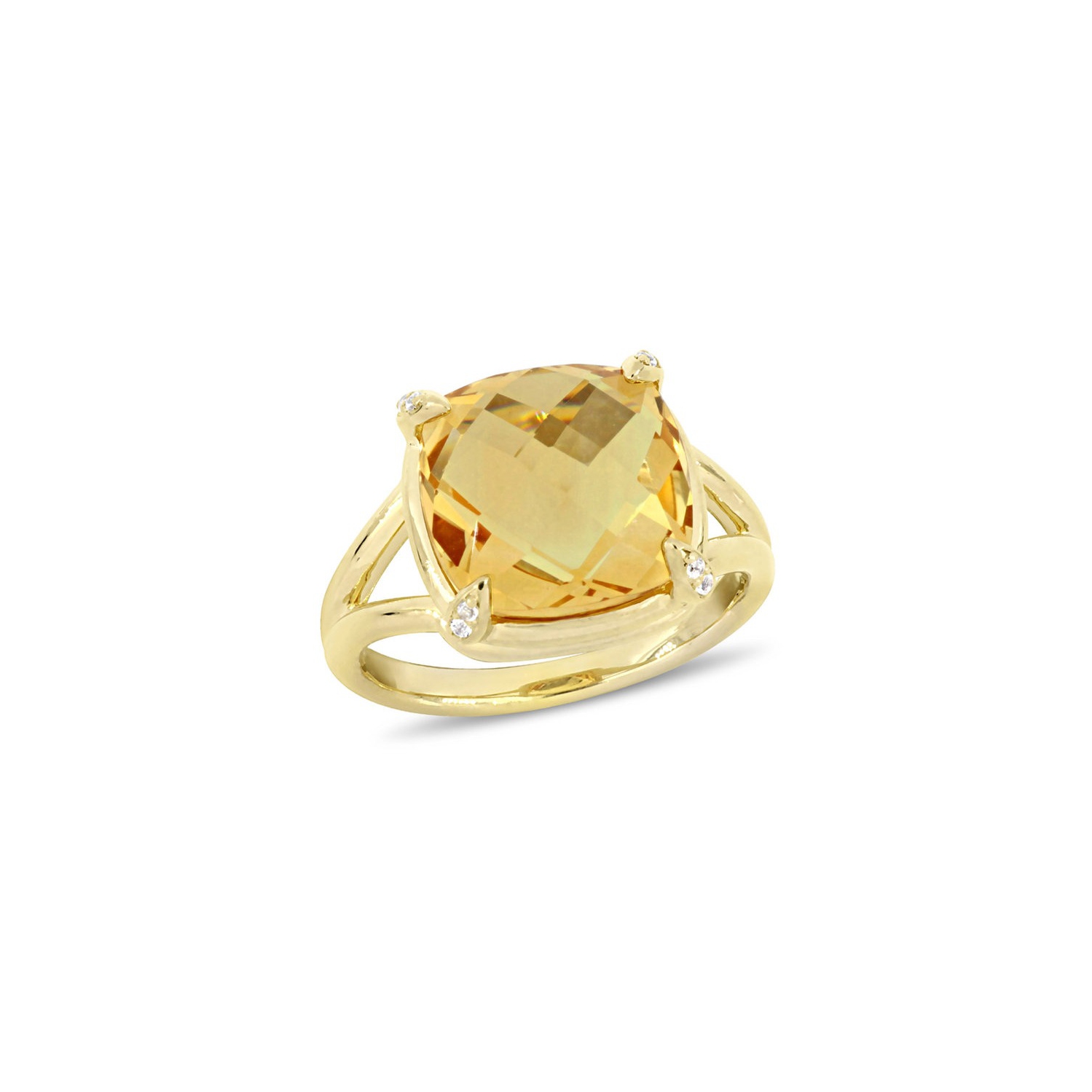 Bague 7.00&nbsp;carat, citrine taille coussin, argent sterling plaqué jaune