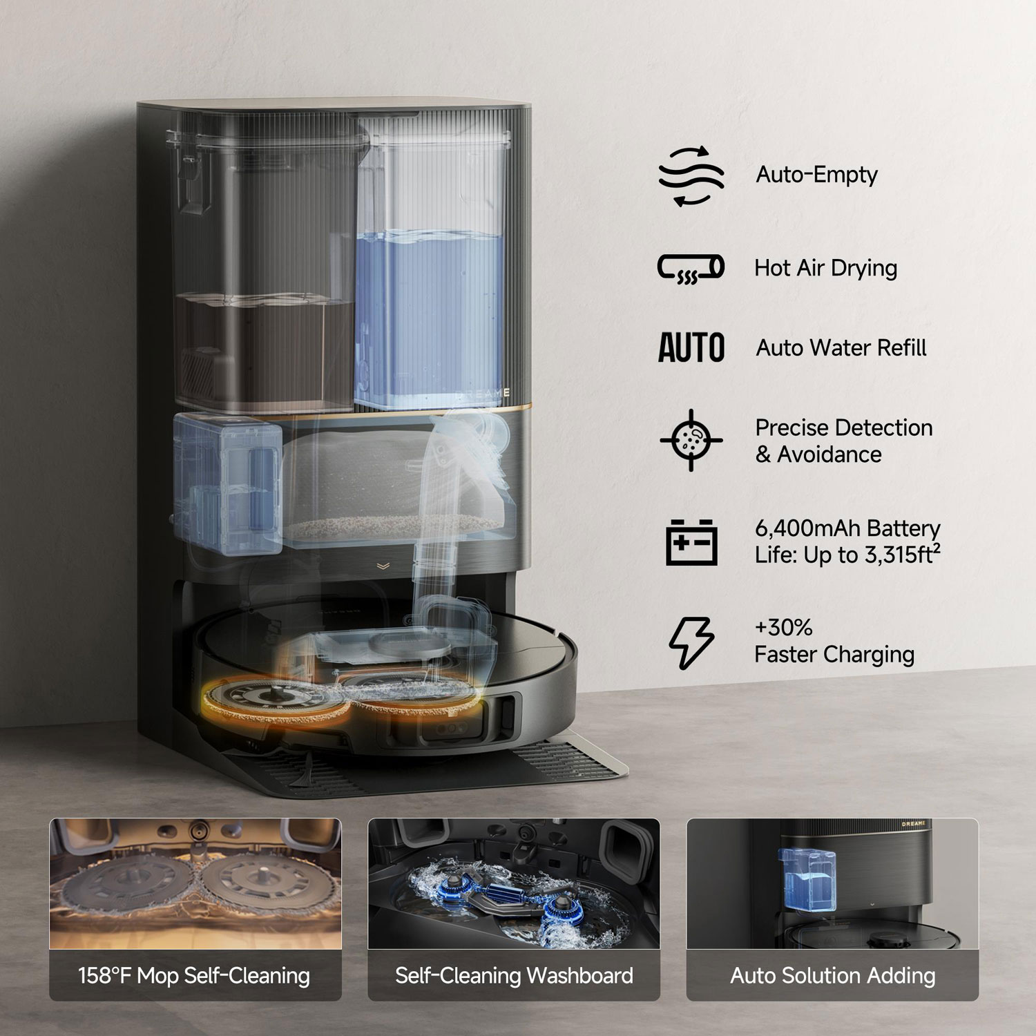 Aspirateur robot à vadrouille à vidange automatique X40 Ultra de Dreame - Noir