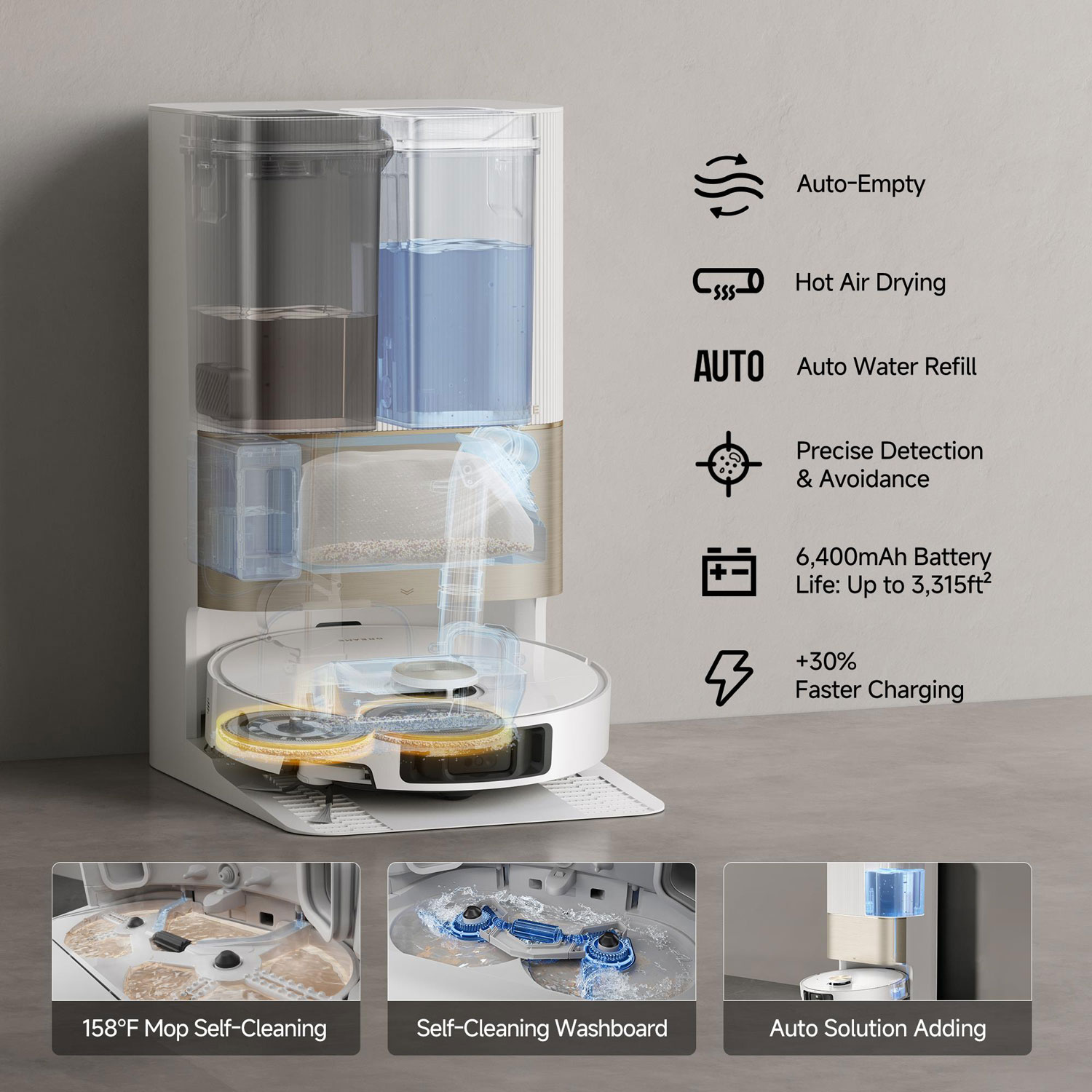 Aspirateur robot à vadrouille à vidange automatique X40 Ultra de Dreame - Blanc