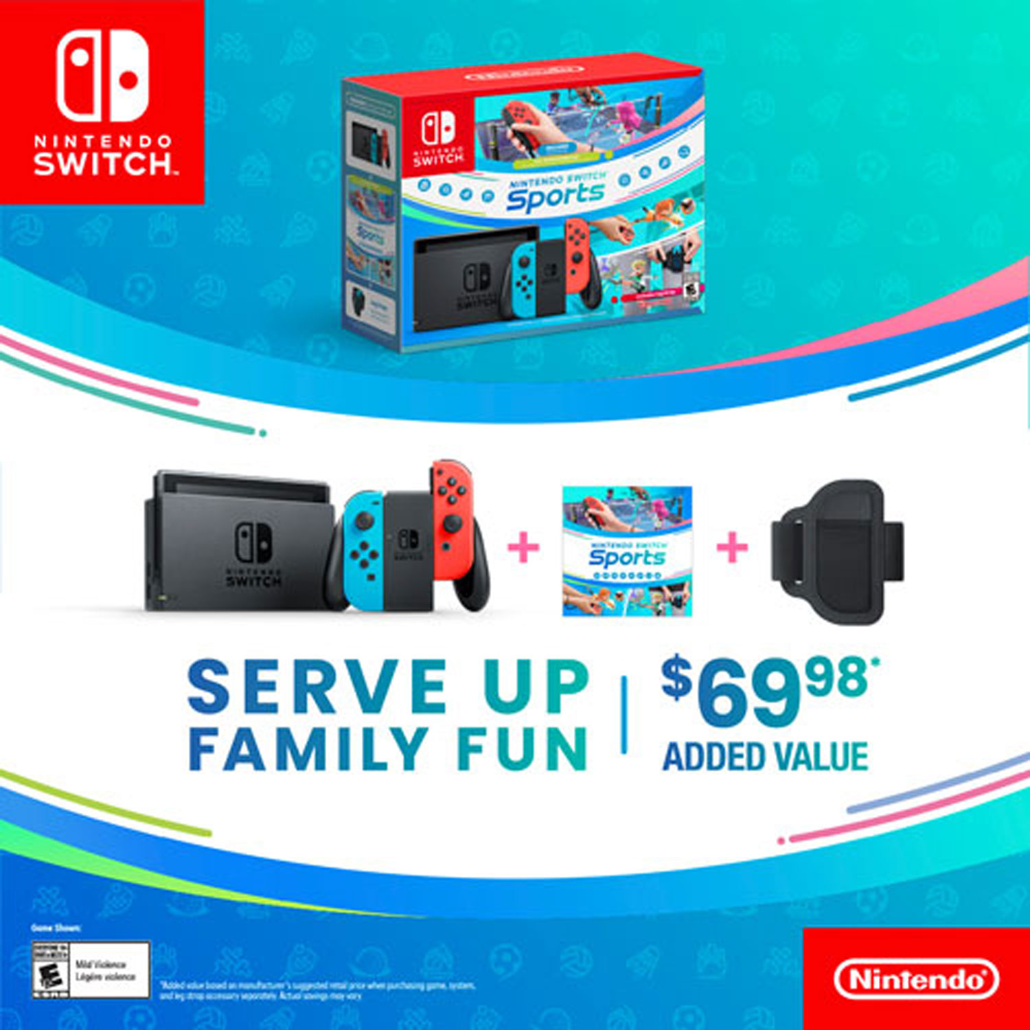 Nintendo Switch Console Bundle with Nintendo Switch Sports & Leg Strap