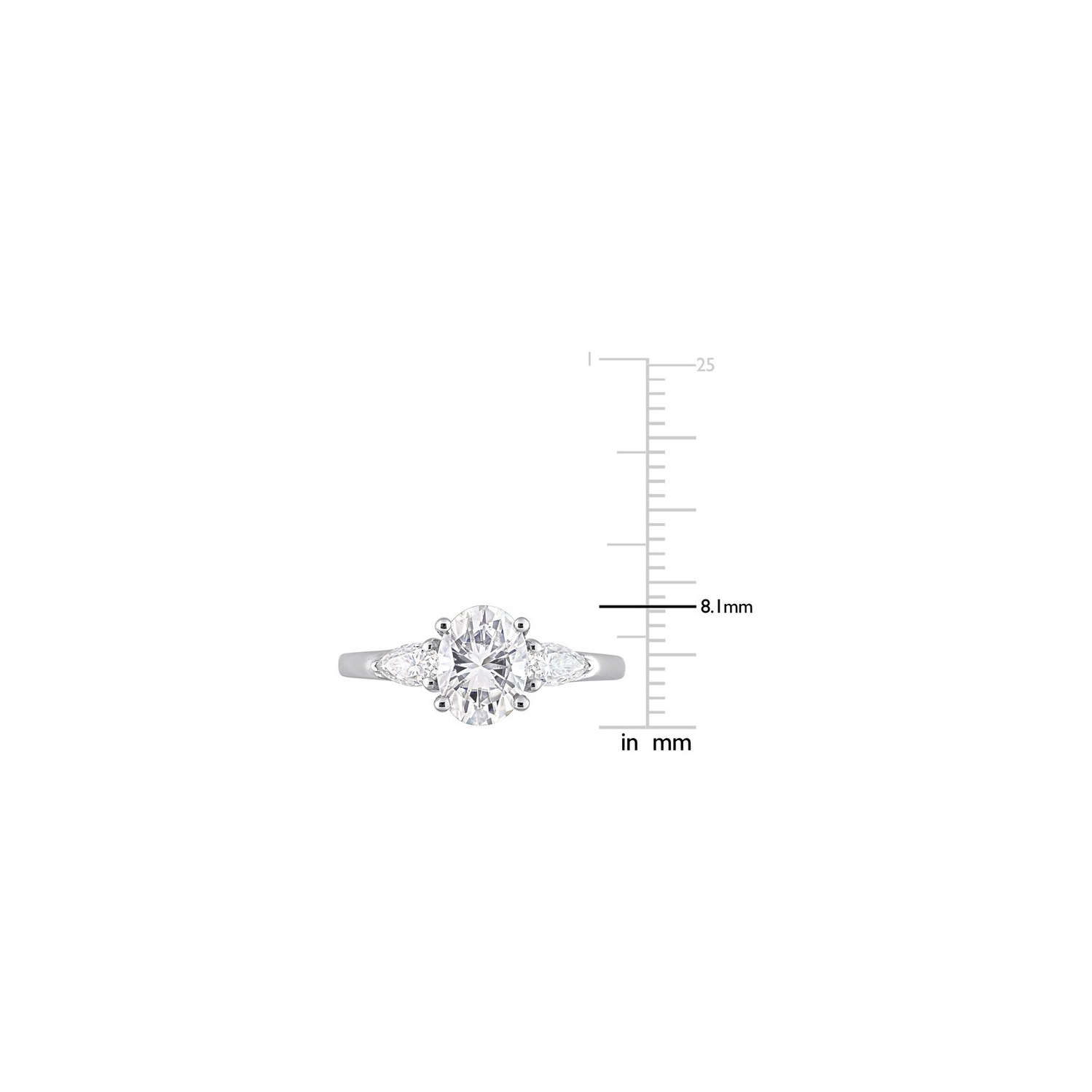 Bague de fiançailles en argent sterling à trois pierres avec moissanite synthétique en laboratoire 1.75 carat